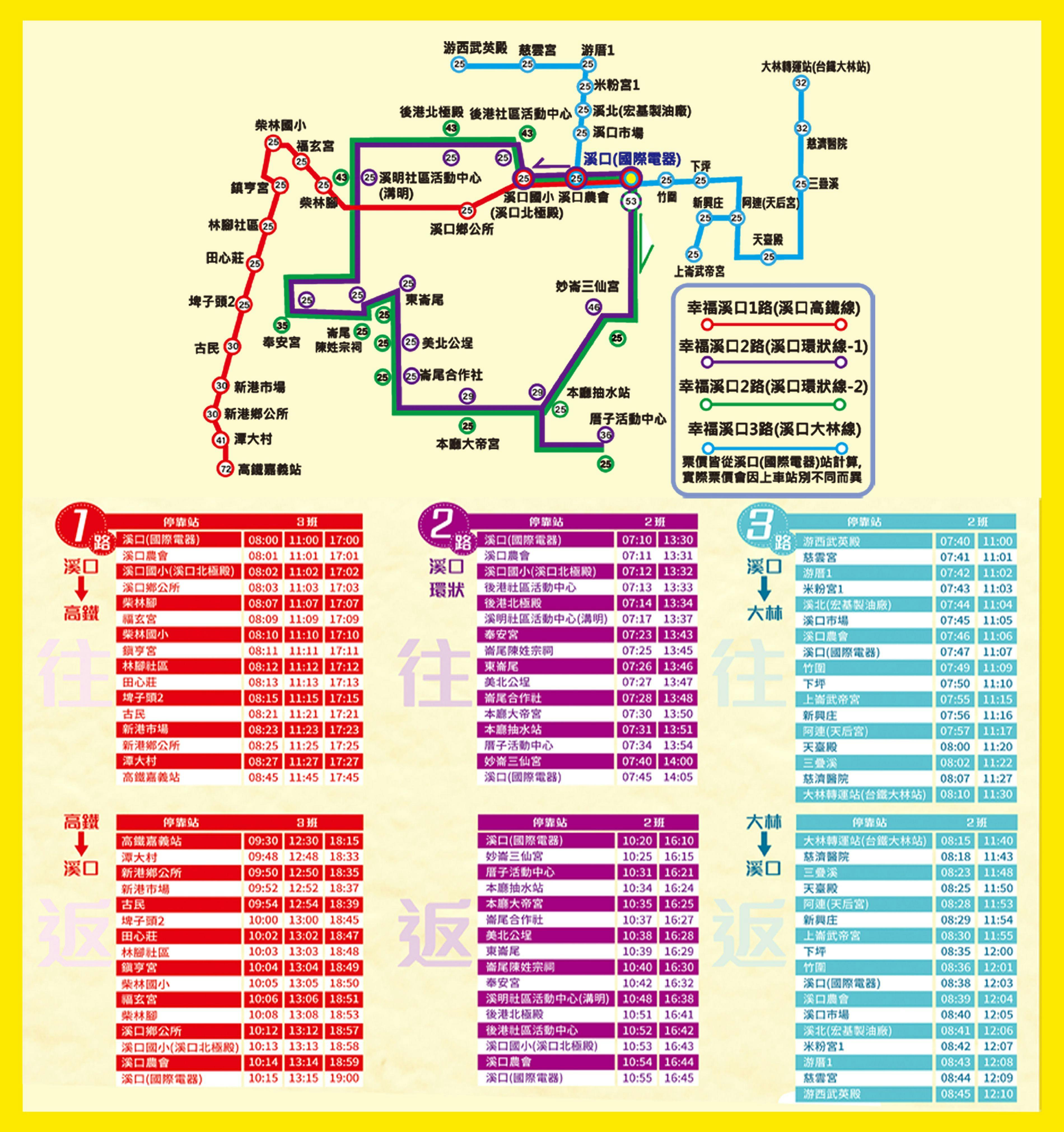 幸福溪口1路Route Map-嘉義縣 Bus