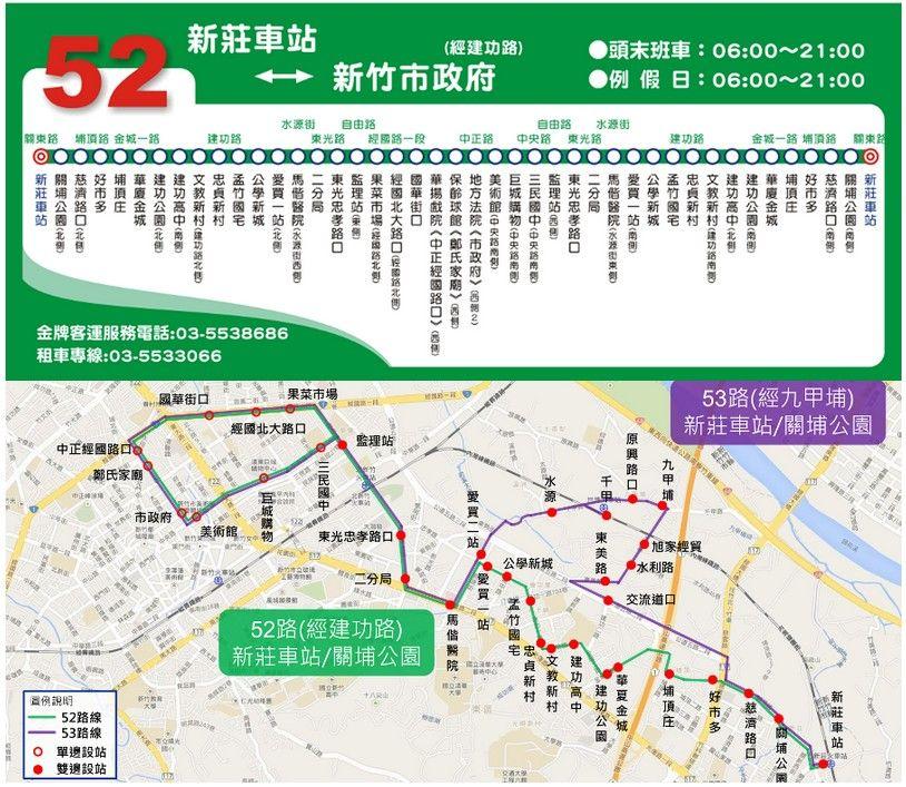 52Route Map-新竹市 Bus