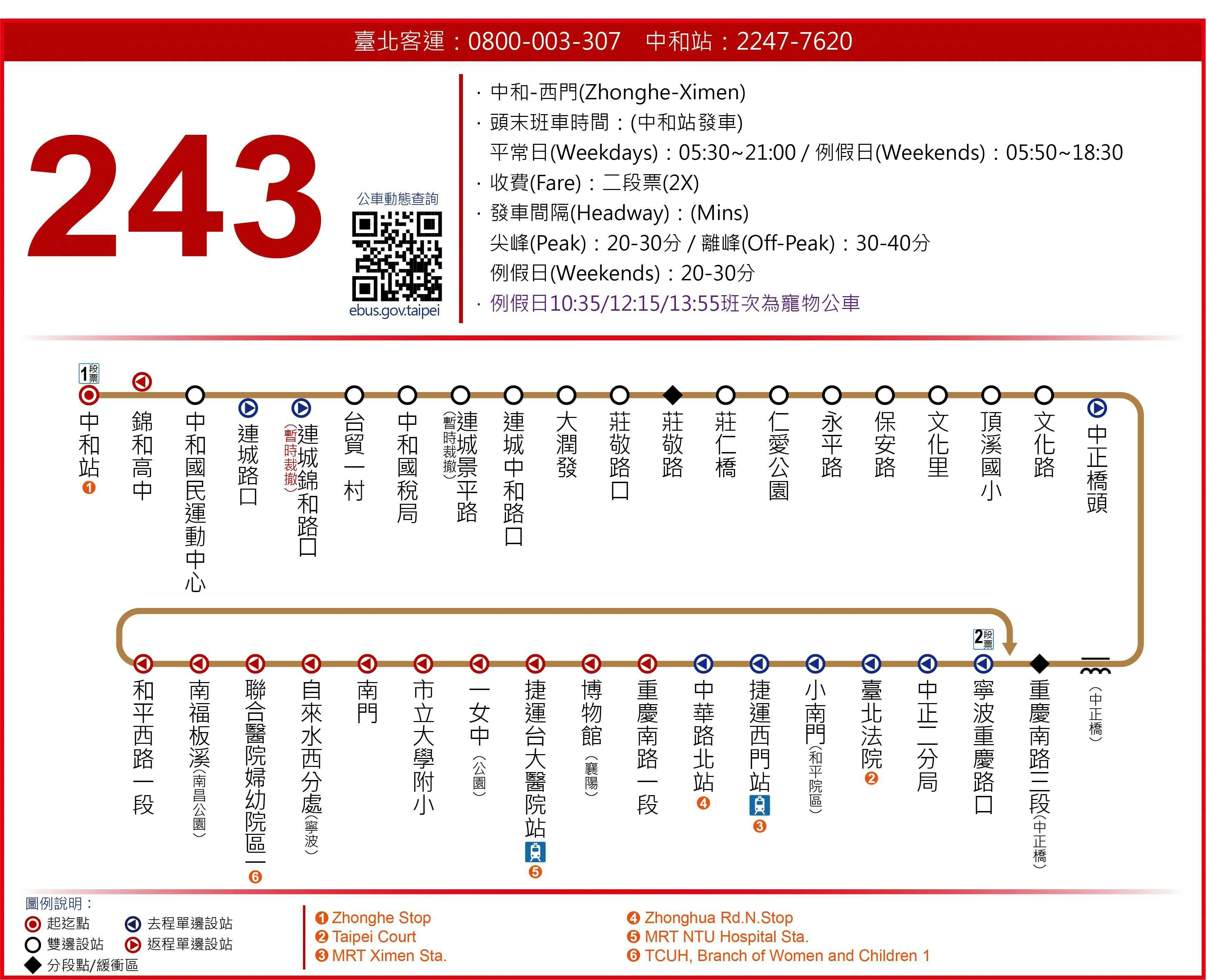 243Route Map-新北市 Bus