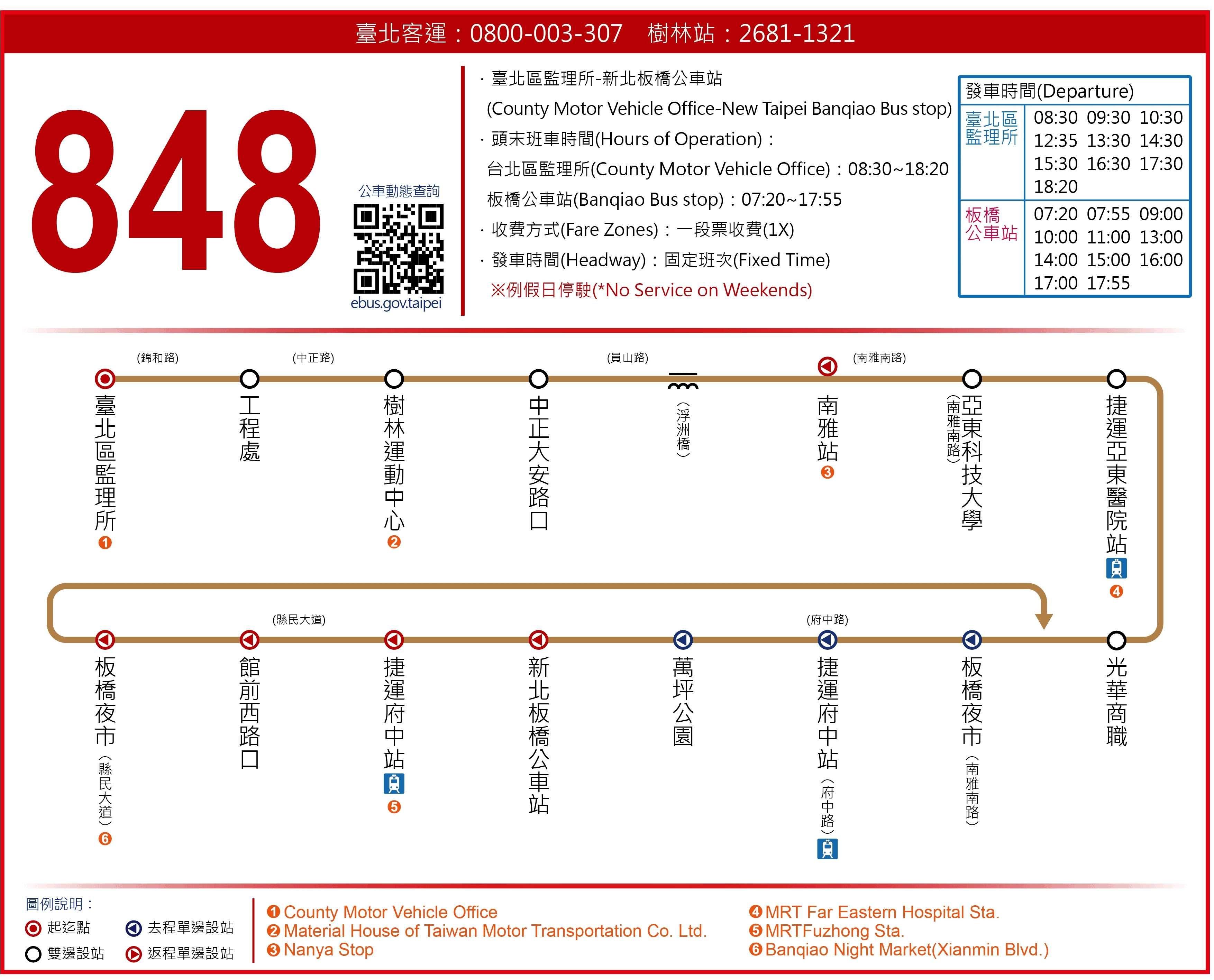 848Route Map-新北市 Bus