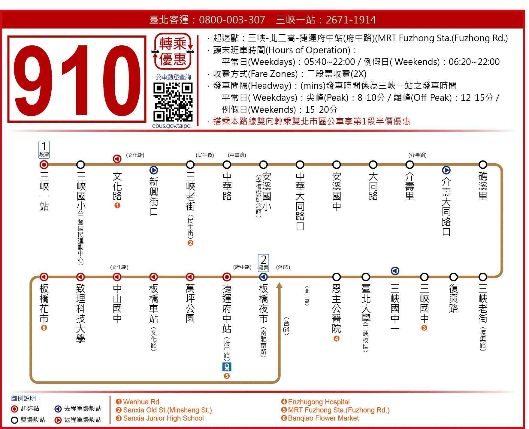 910Route Map-新北市 Bus