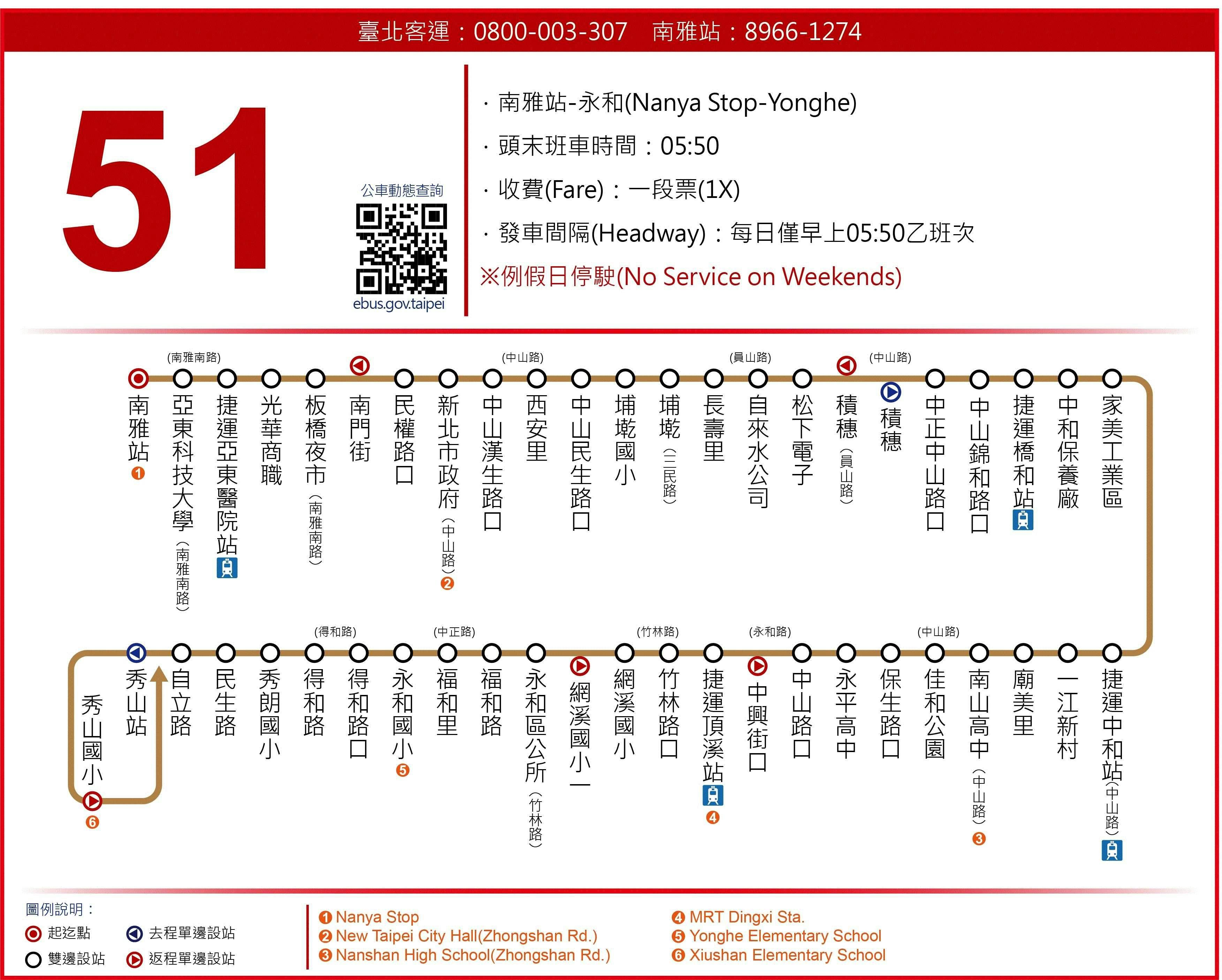 51Route Map-新北市 Bus