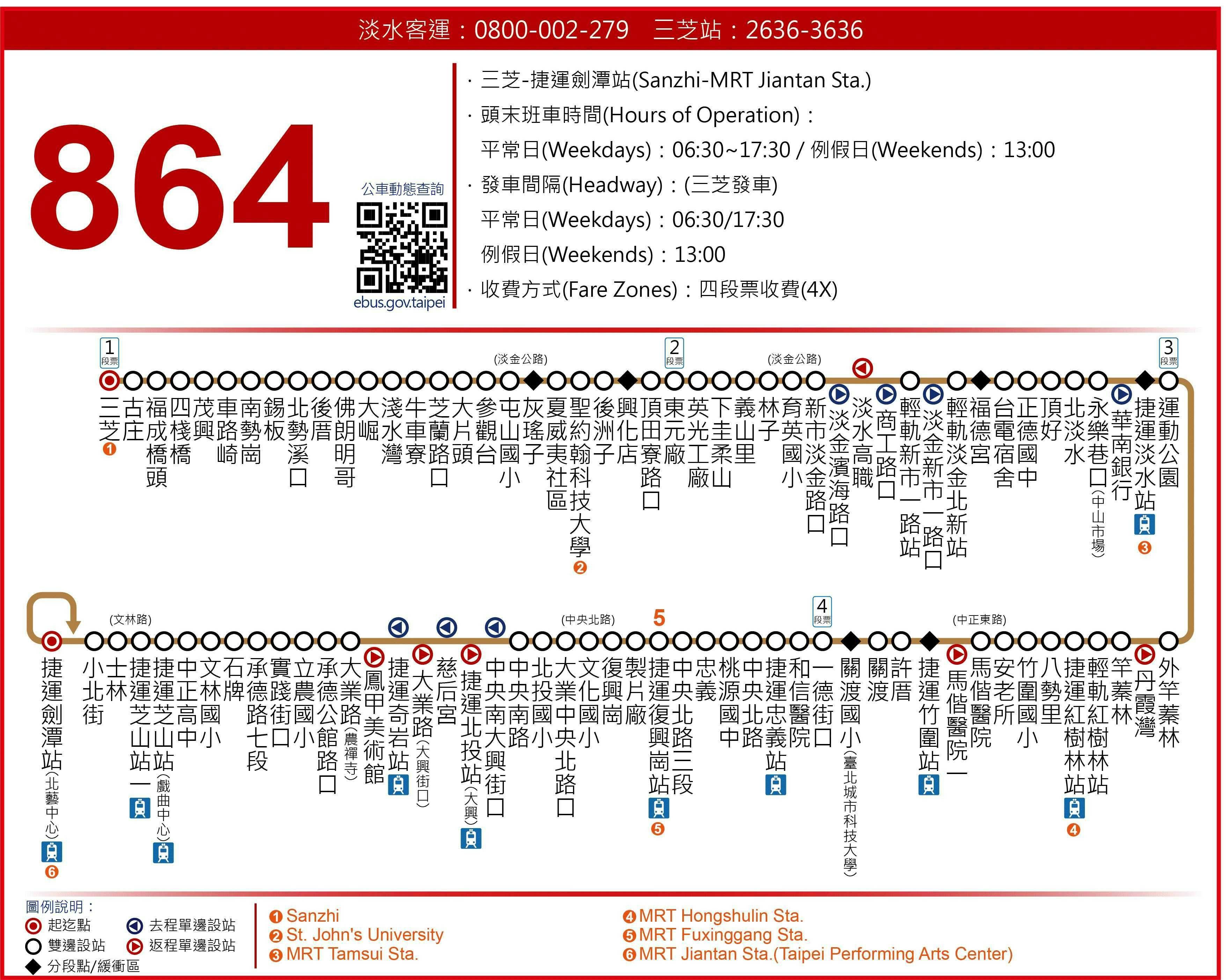 864Route Map-新北市 Bus