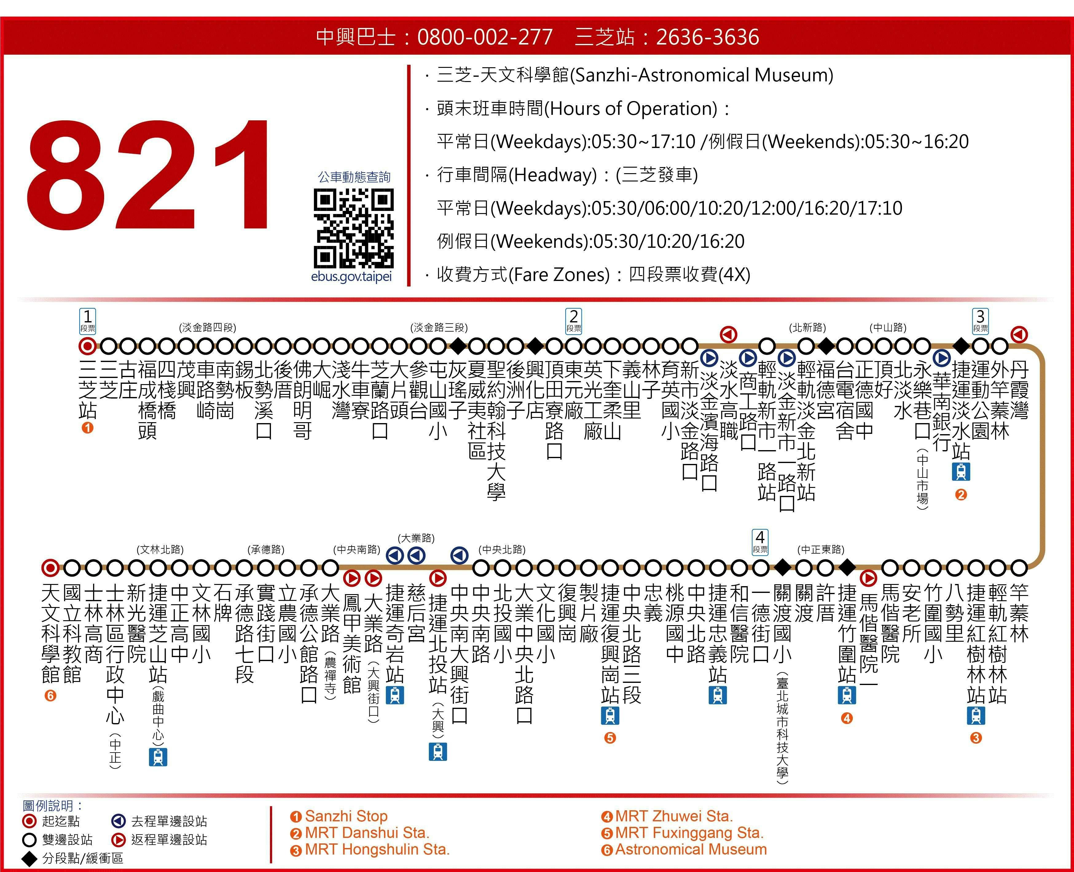 821Route Map-新北市 Bus