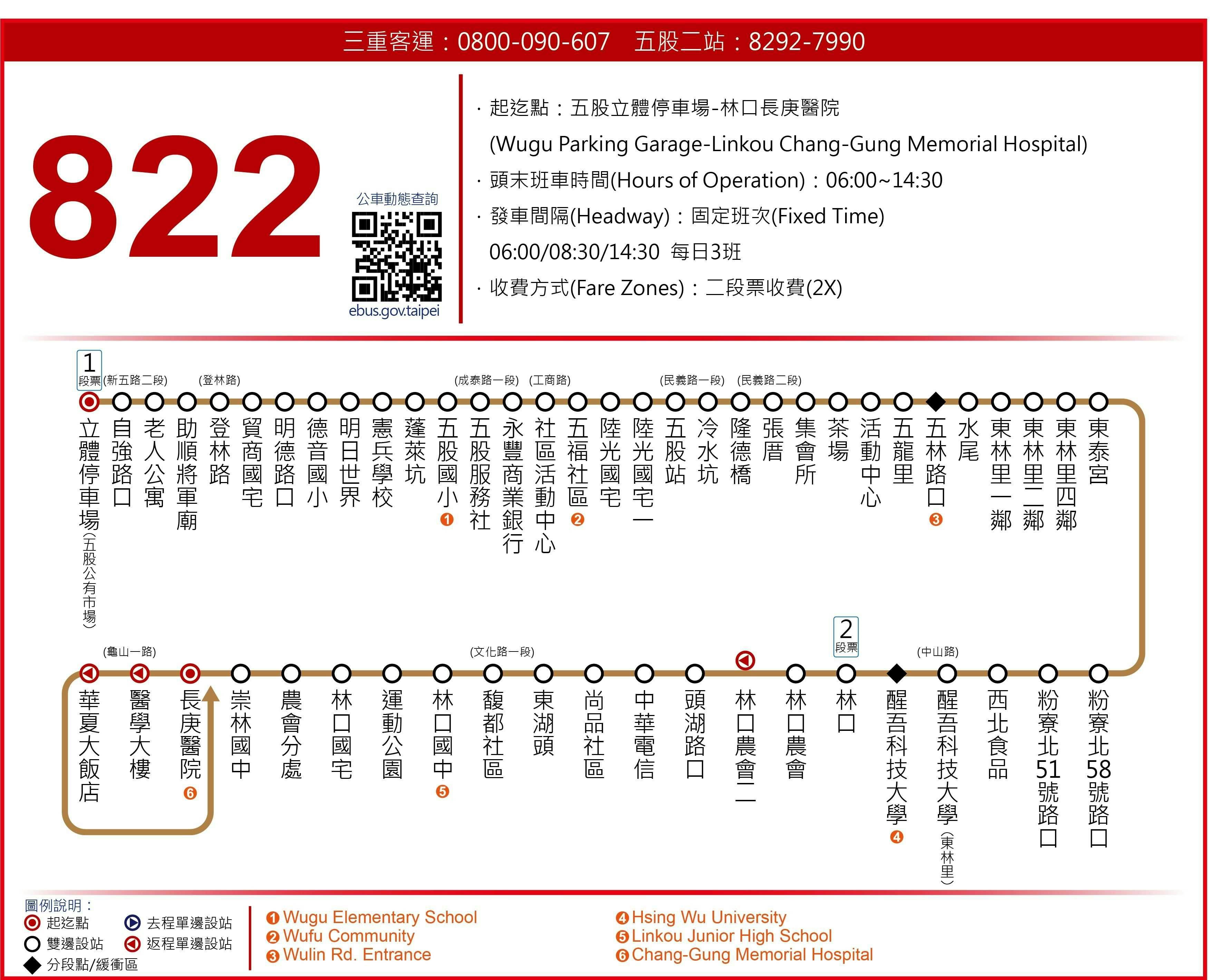 822Route Map-新北市 Bus