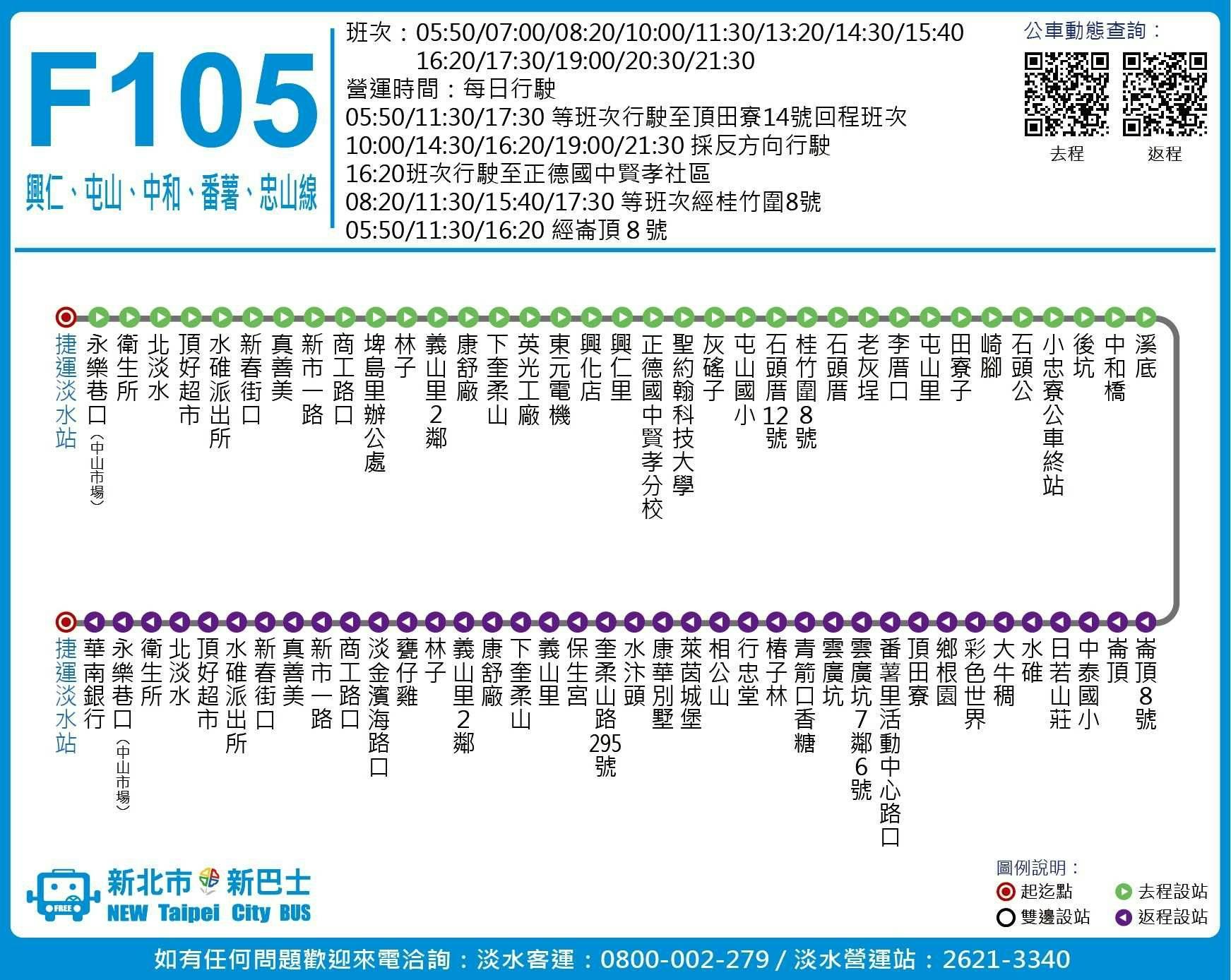 F105backRoute Map-新北市 Bus