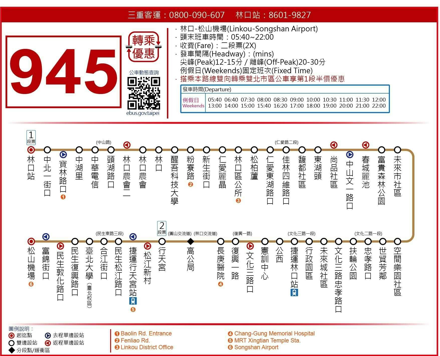 945Route Map-新北市 Bus