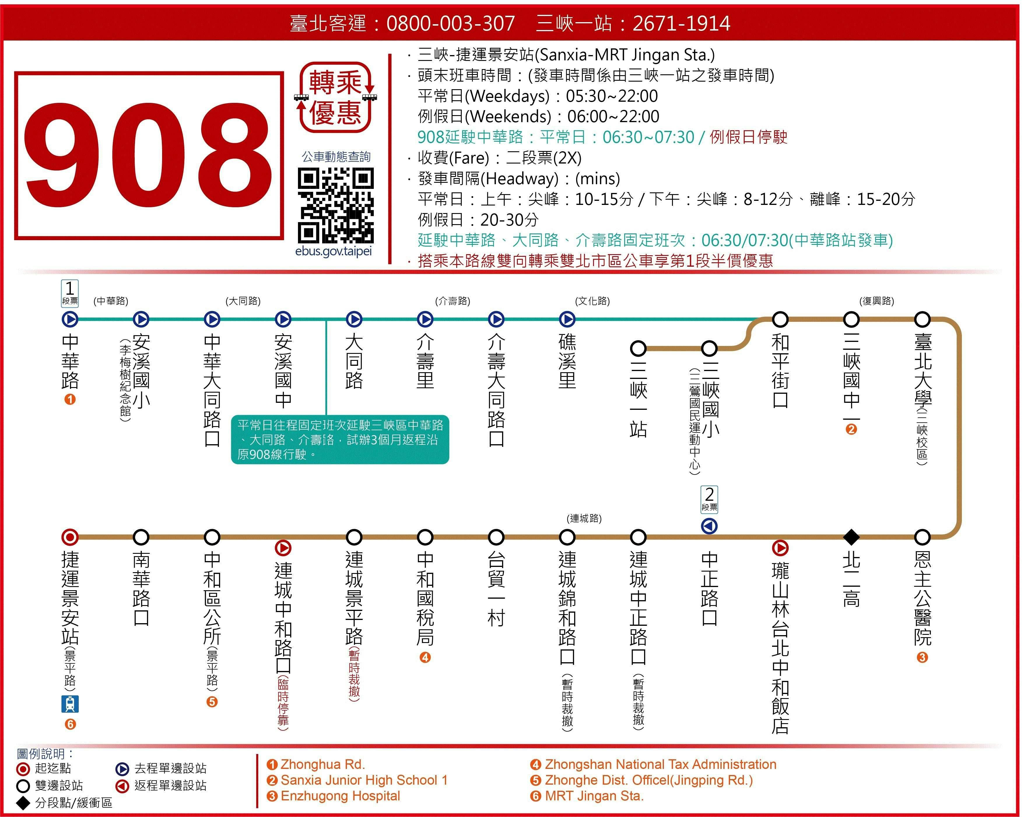 908Route Map-新北市 Bus