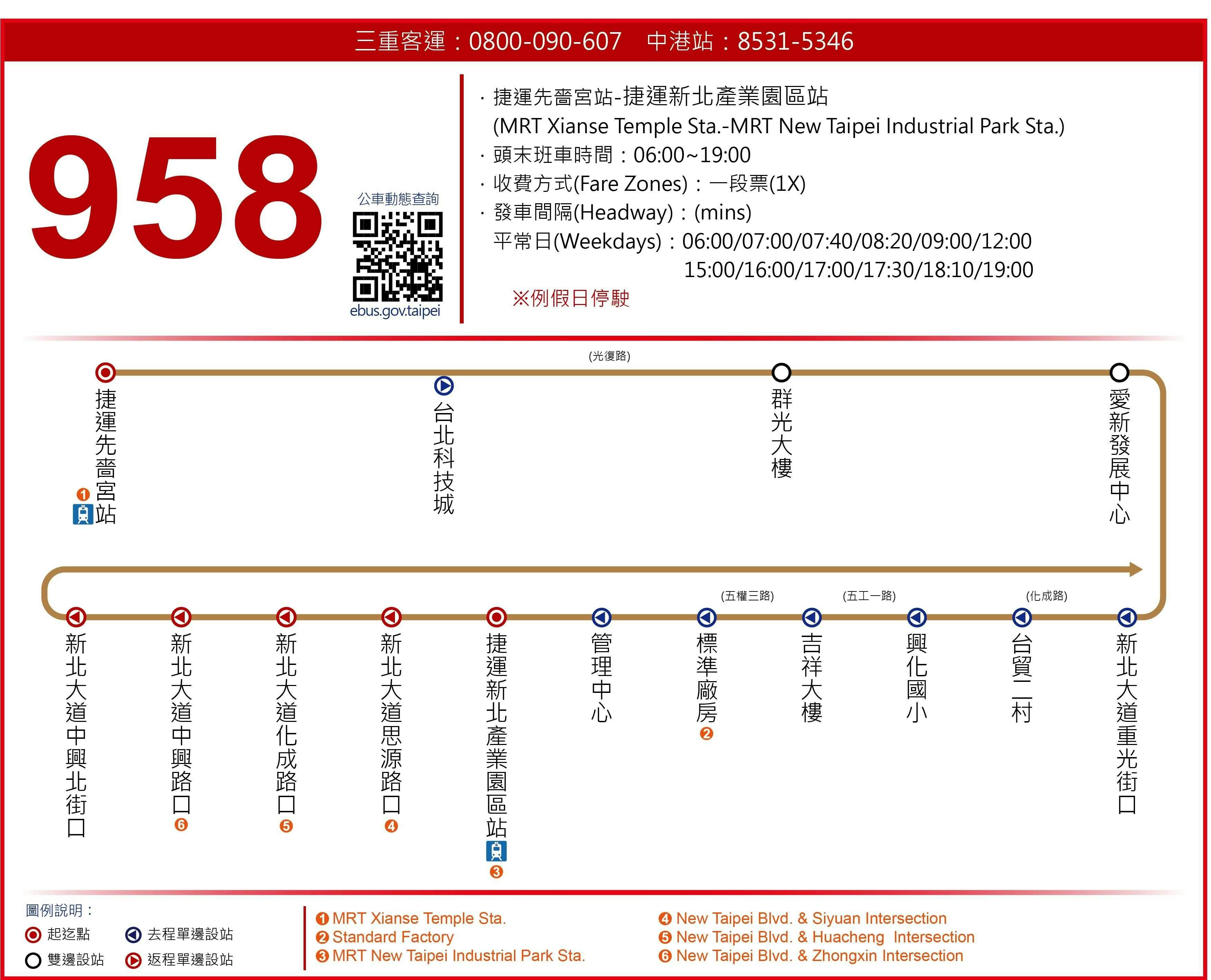 958Route Map-新北市 Bus