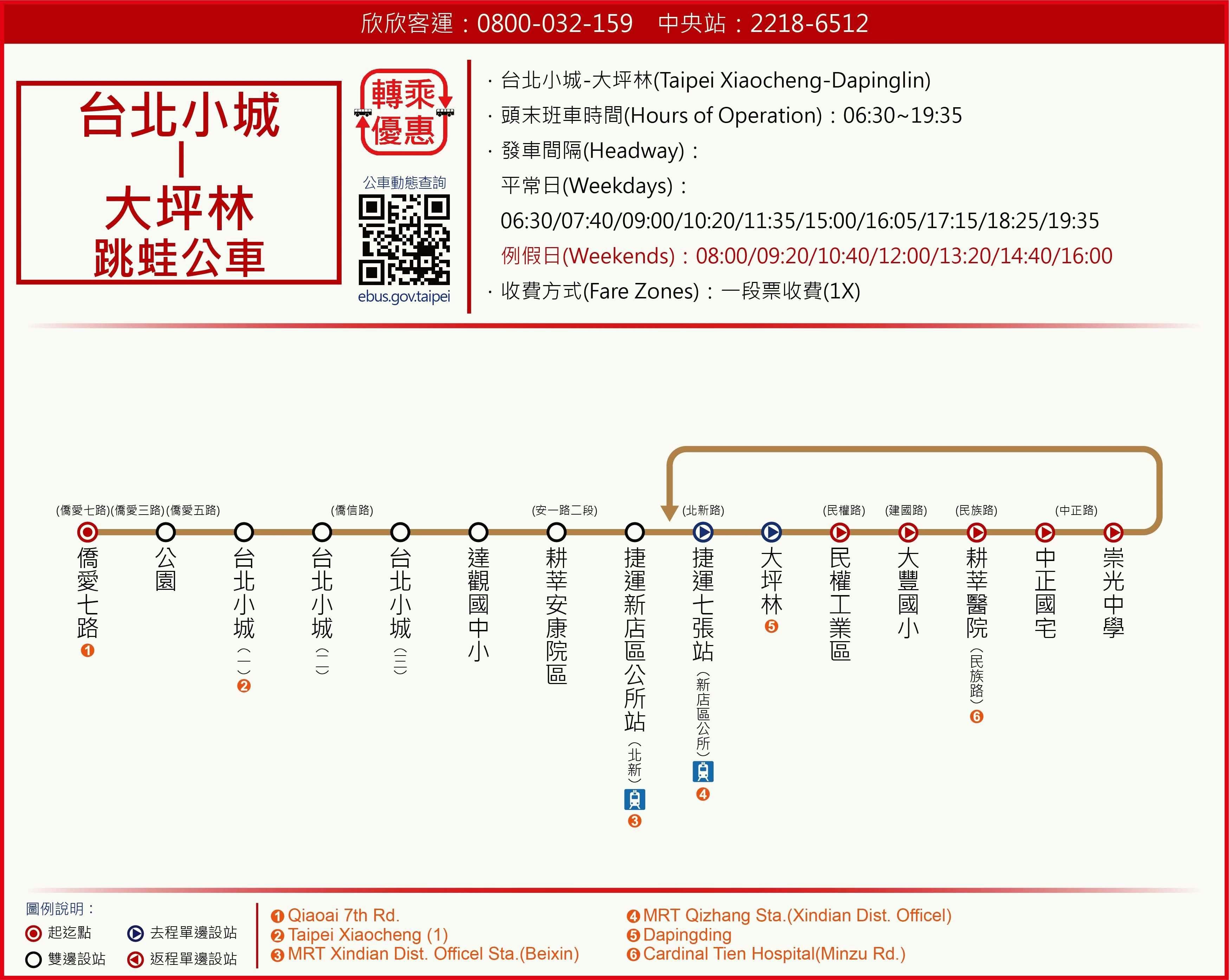 Taipei Xiaocheng-DapinglinRoute Map-新北市 Bus