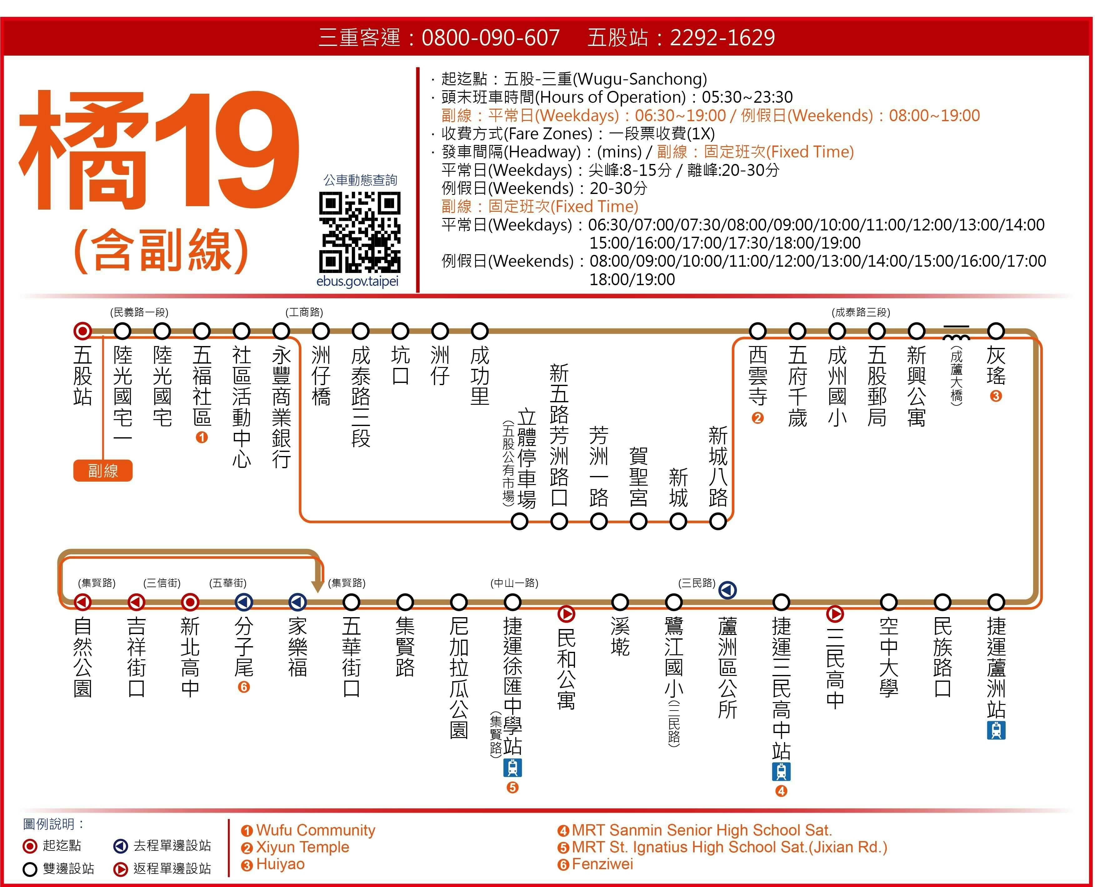 O19SubRoute Map-新北市 Bus