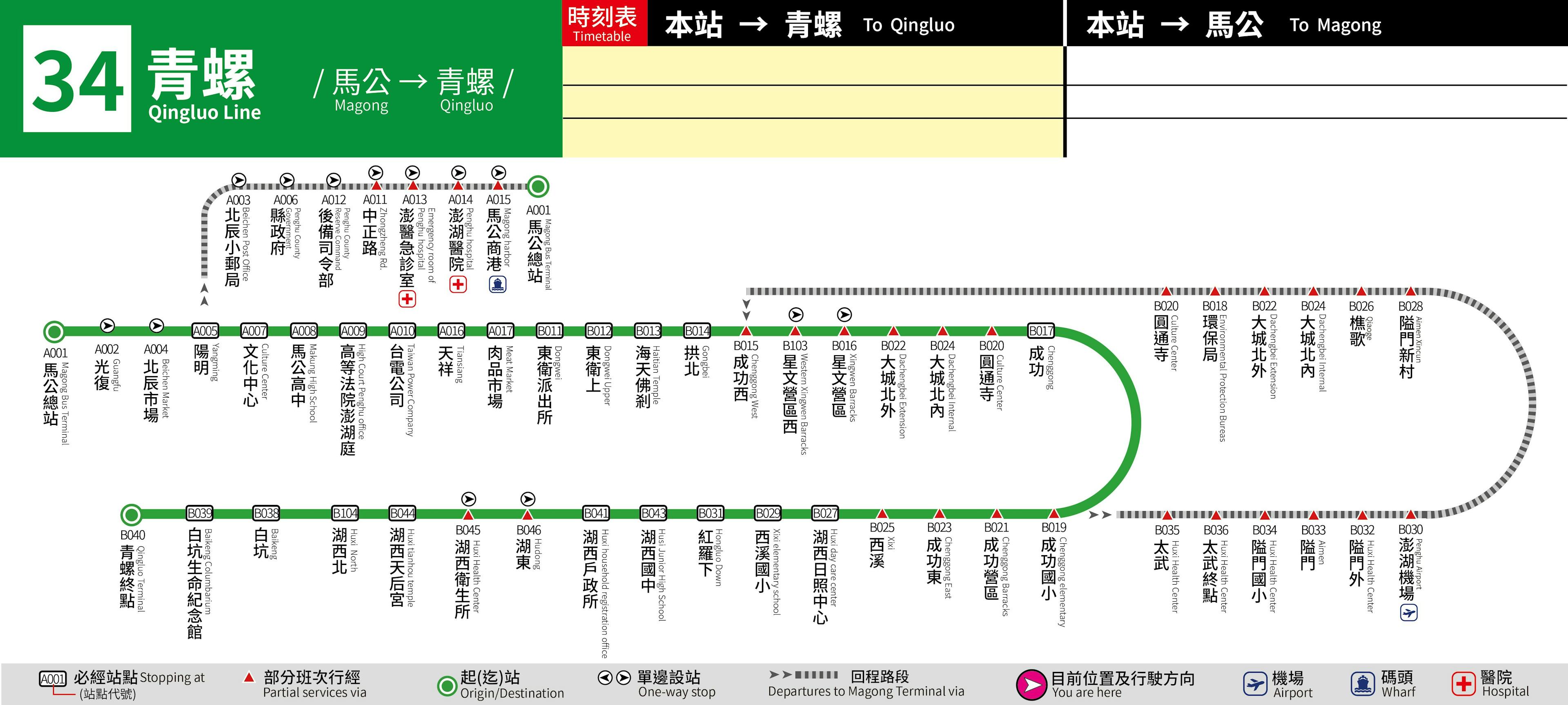 34Route Map-澎湖 Bus