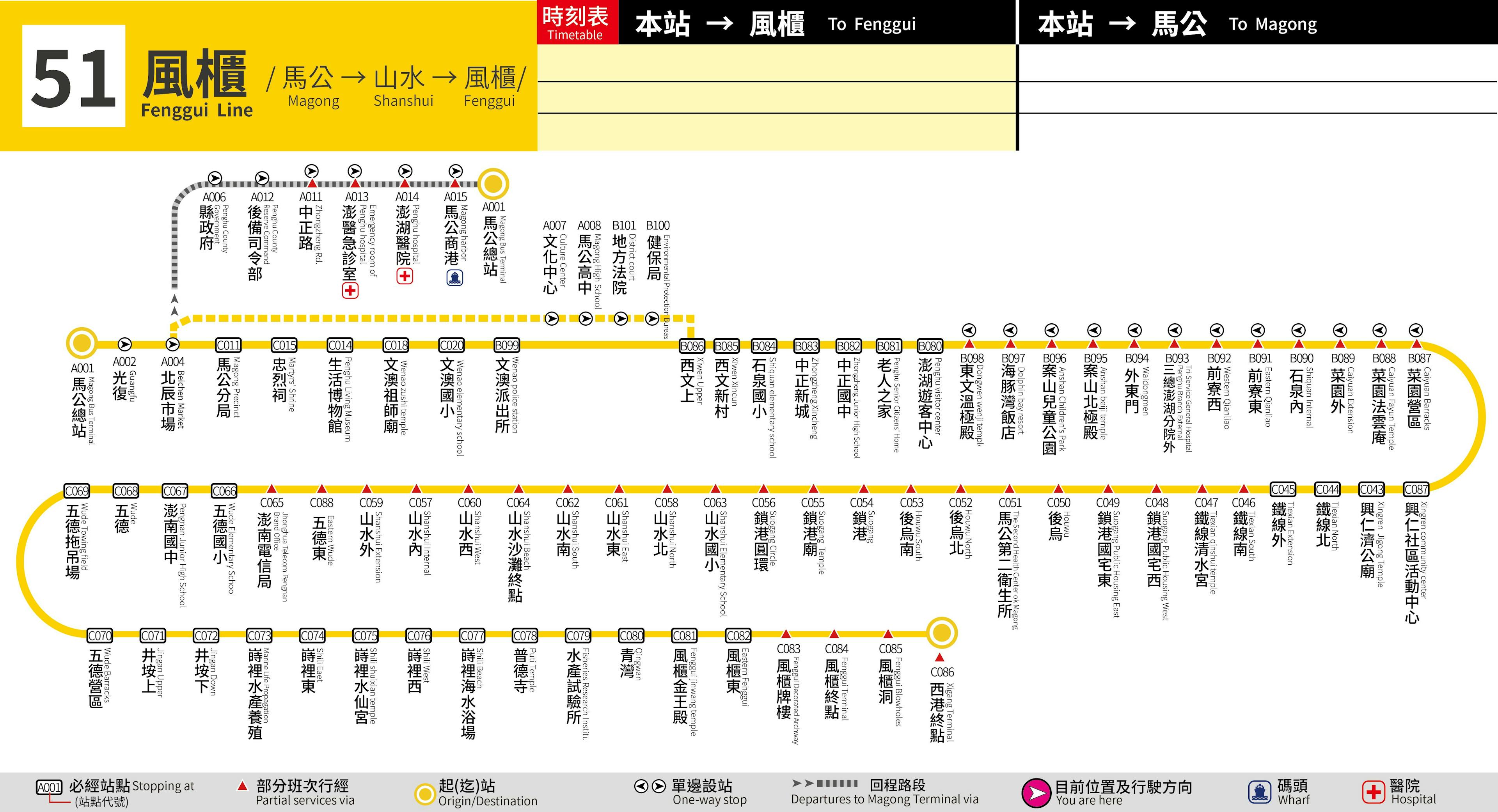 51Route Map-澎湖 Bus
