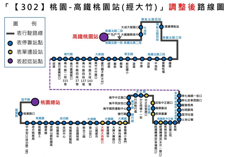 302Route Map-桃園 Bus