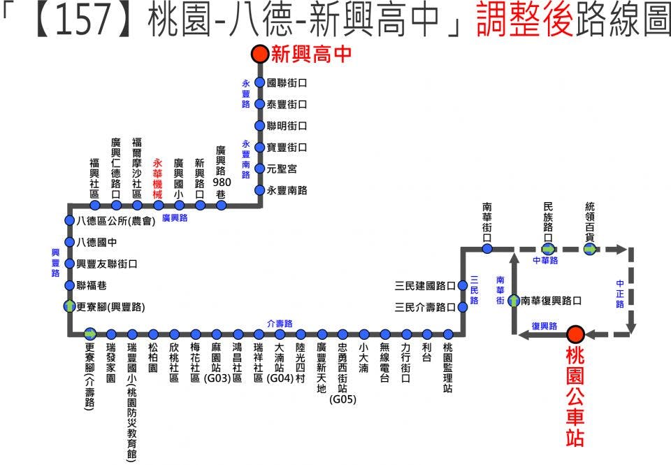 157Route Map-桃園 Bus