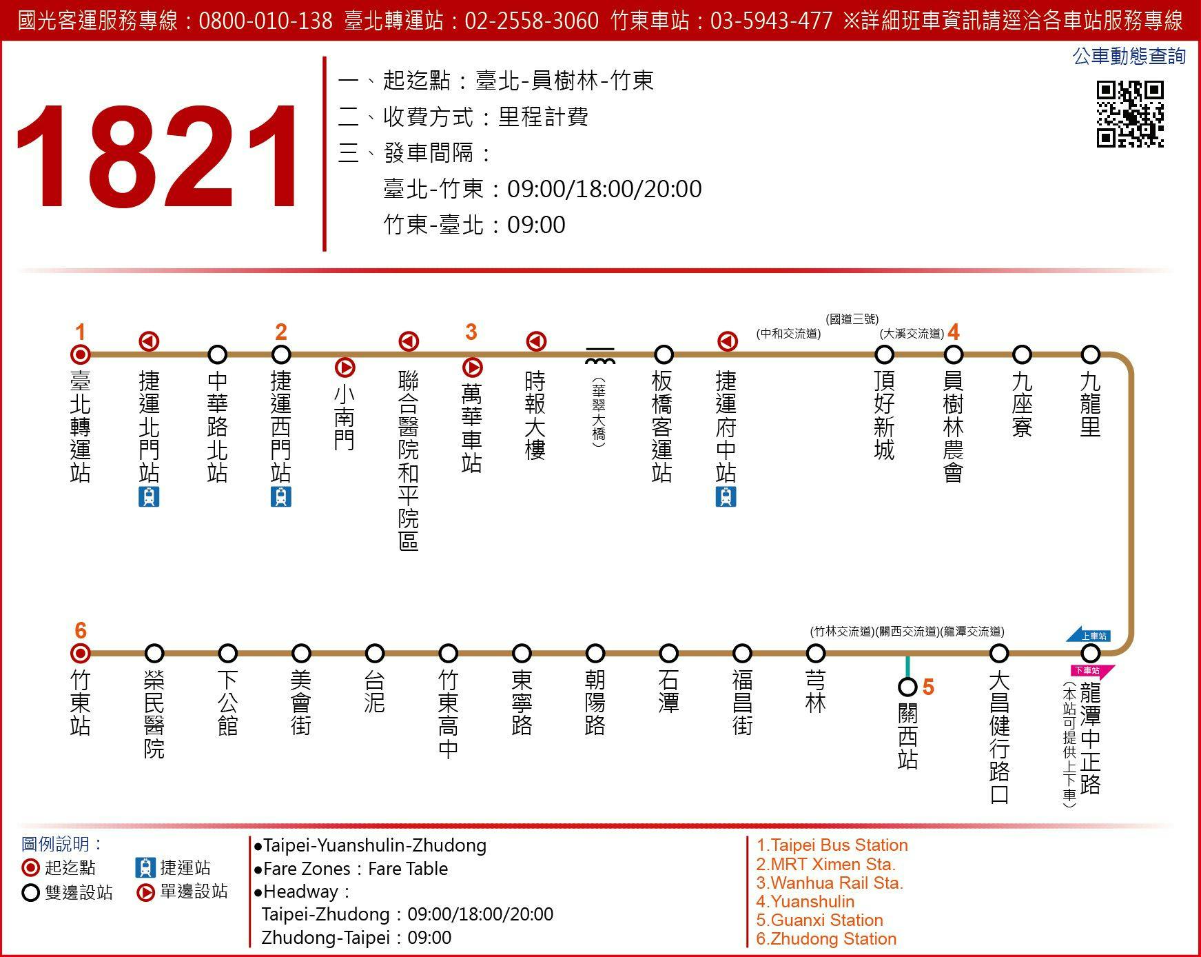1821Route Map-Kuo-Kuang Bus