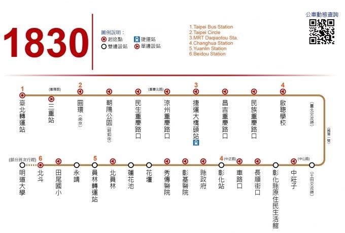 1830Route Map-Kuo-Kuang Bus