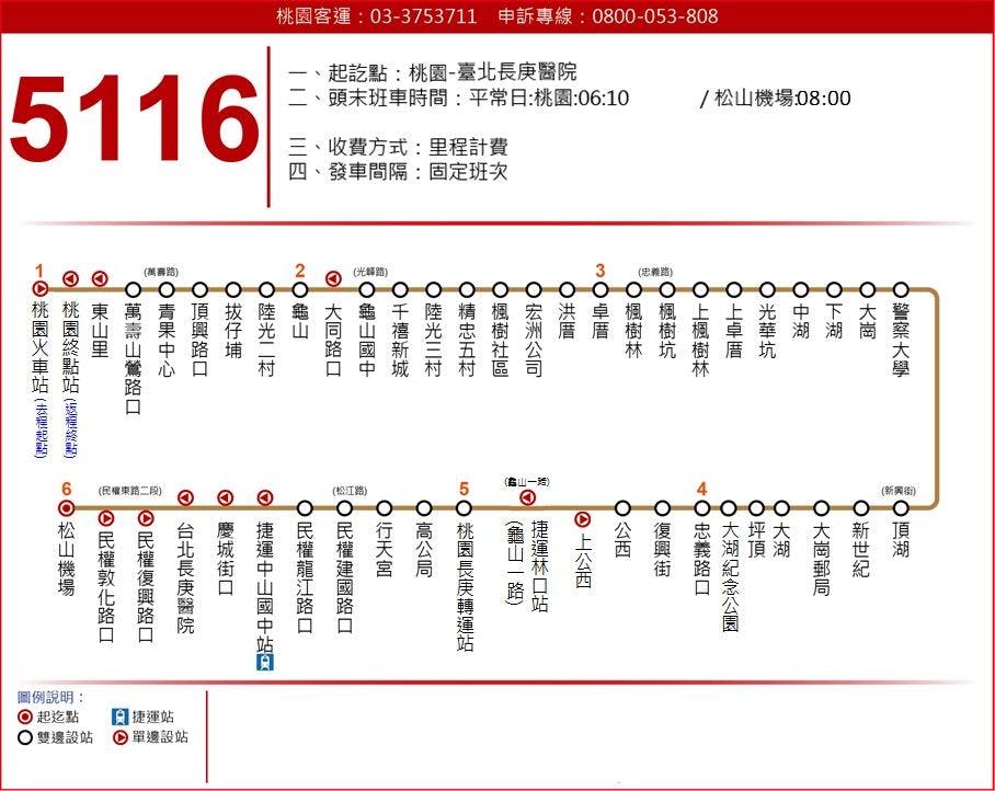 5116Route Map-Taoyuan Bus