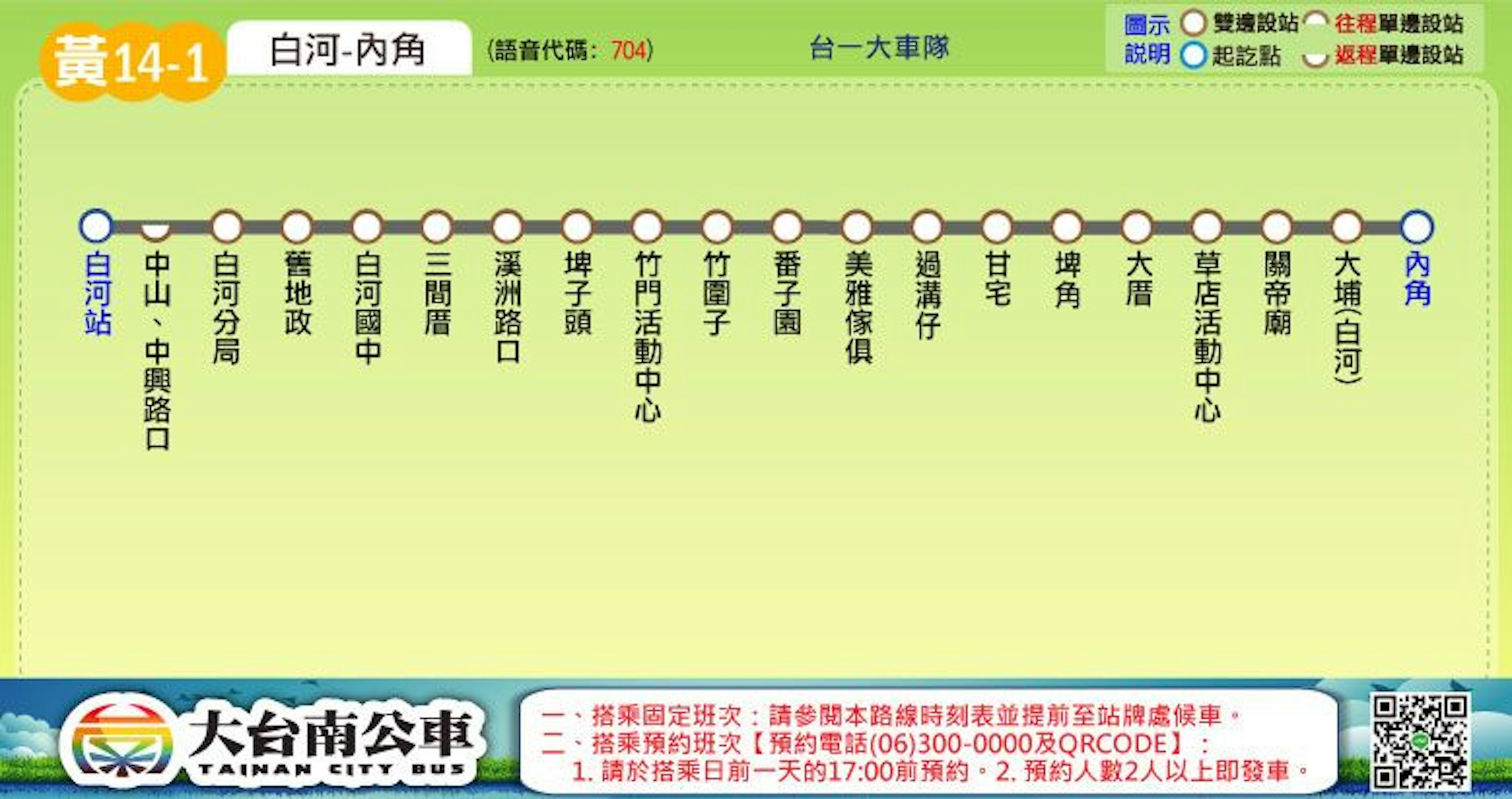 Y14-1Route Map-台南 Bus