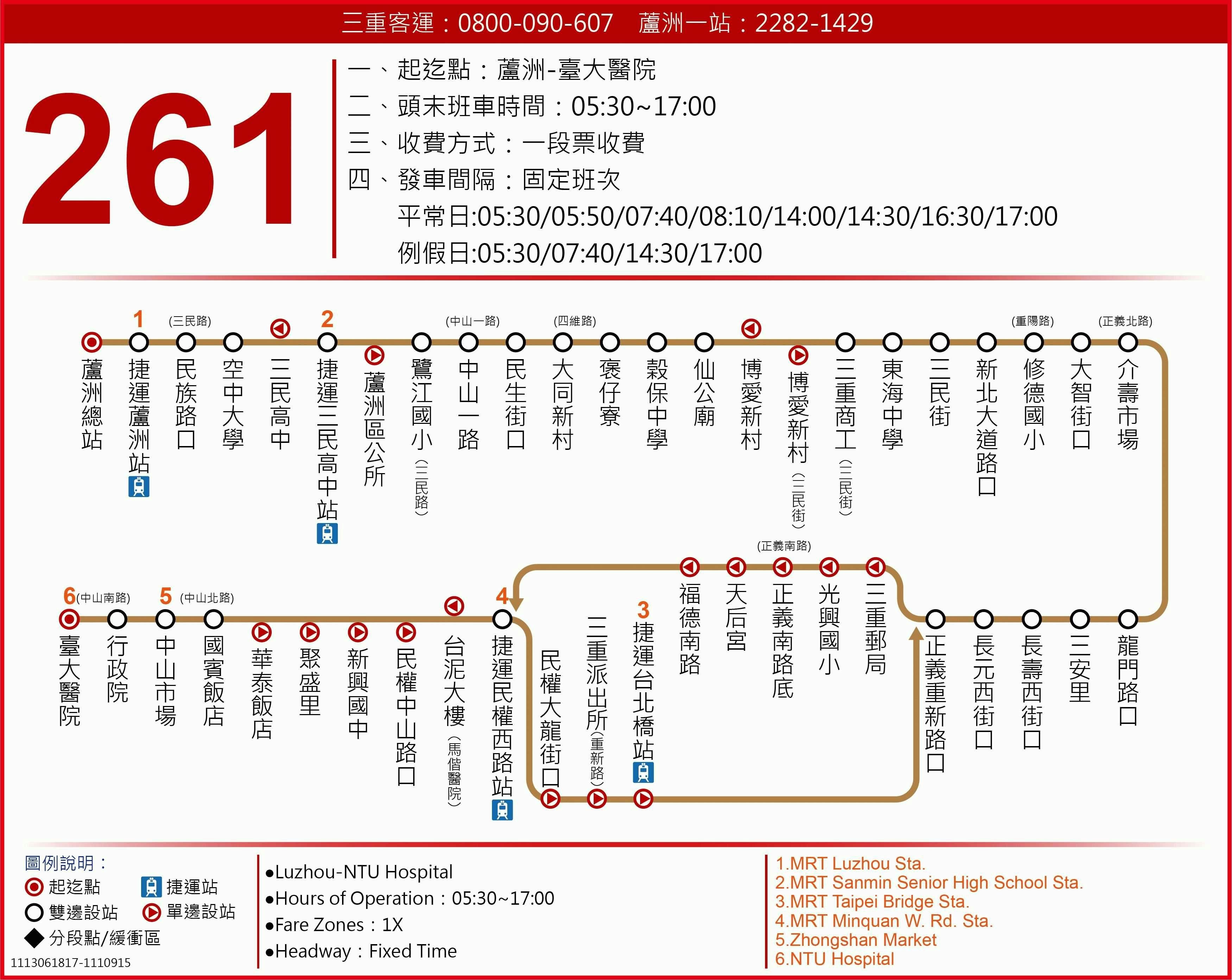 261路線圖-台北市公車