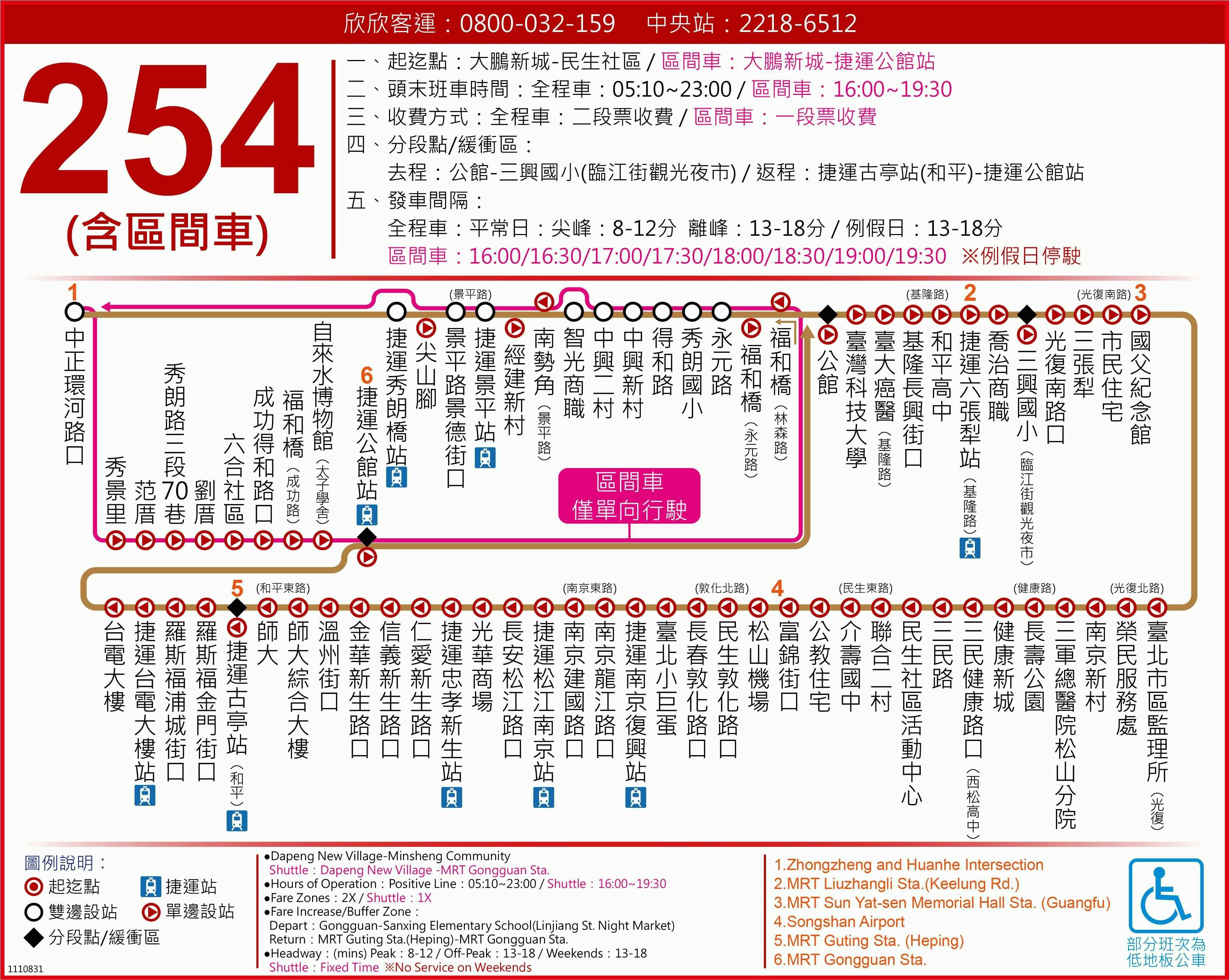 254Route Map-台北市 Bus