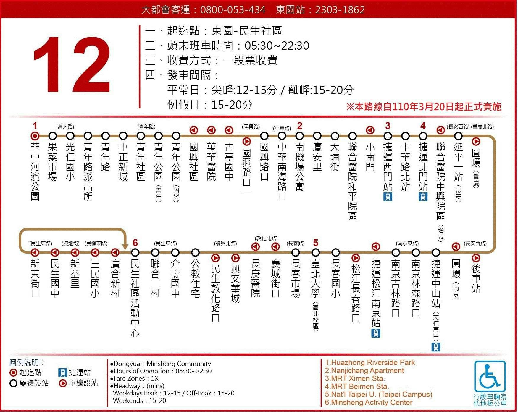 12Route Map-台北市 Bus