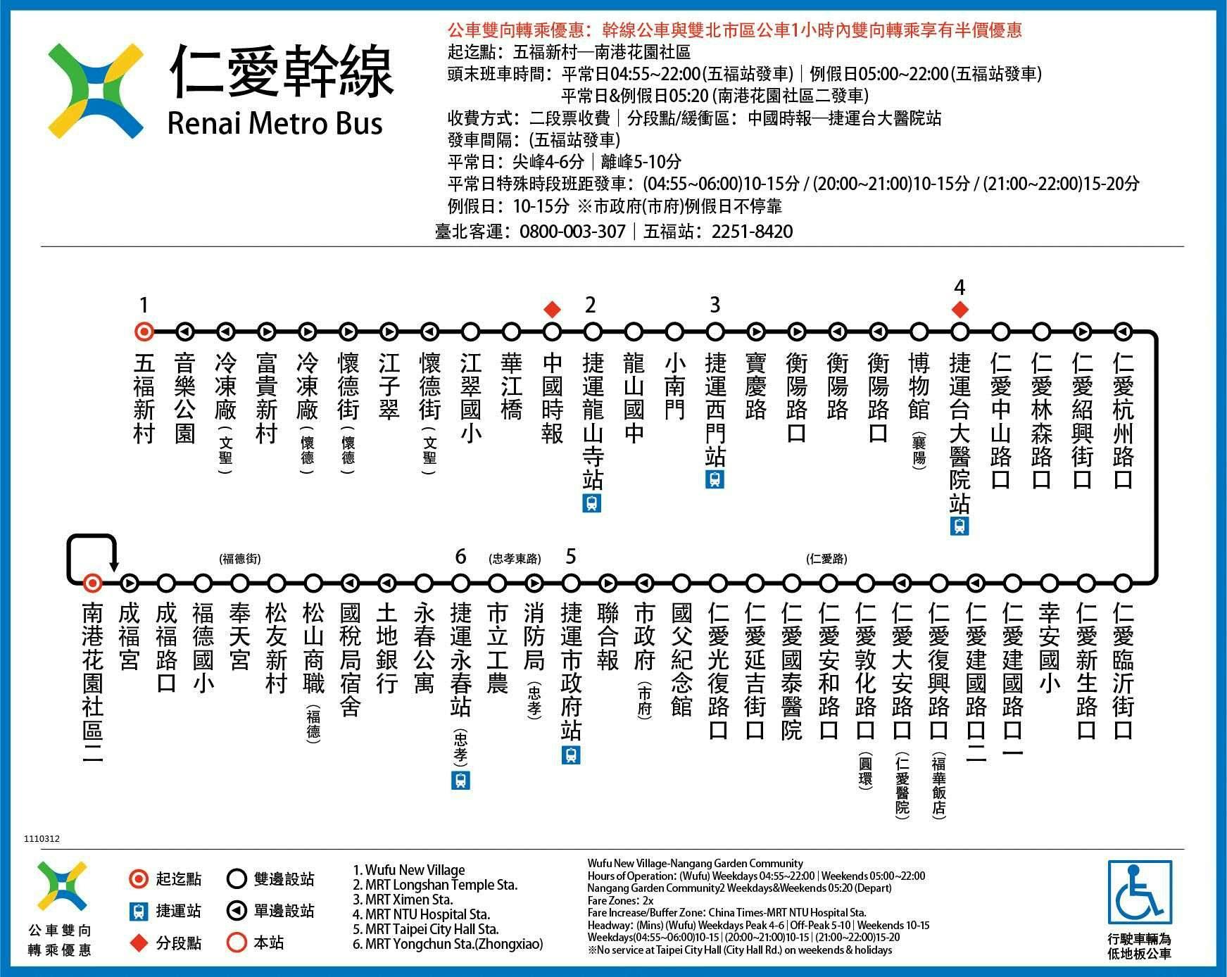 Renai Metro BusRoute Map-台北市 Bus