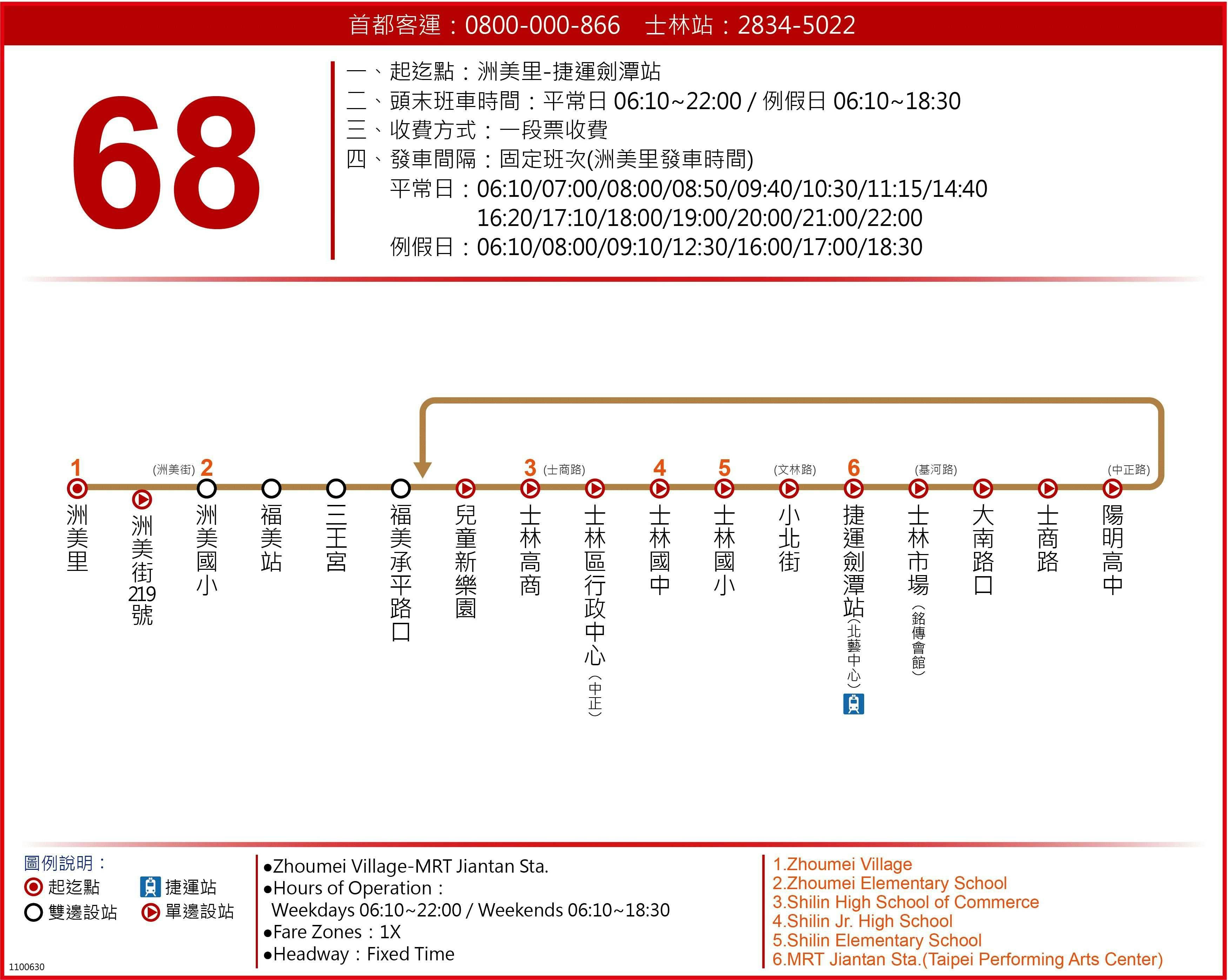 68Route Map-台北市 Bus