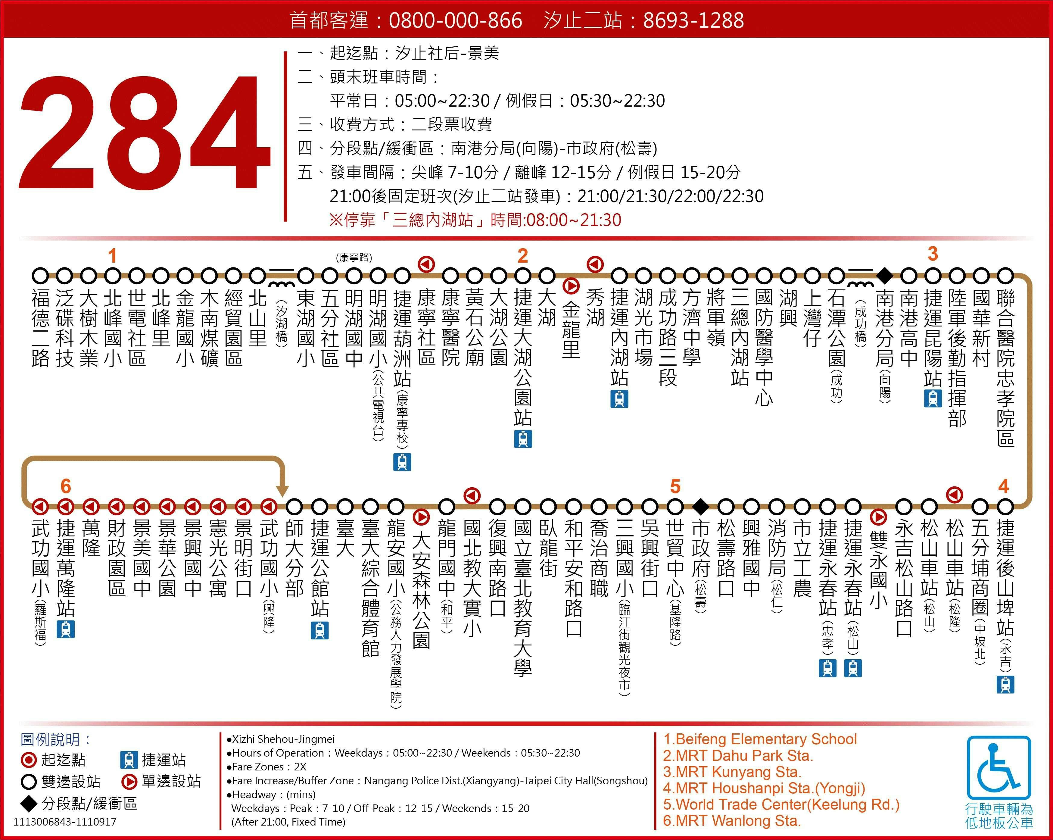 284Route Map-台北市 Bus