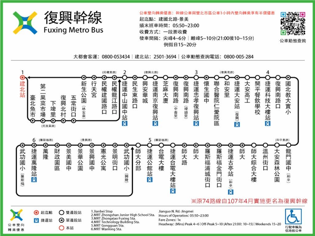 Fuxing Metro BusRoute Map-台北市 Bus
