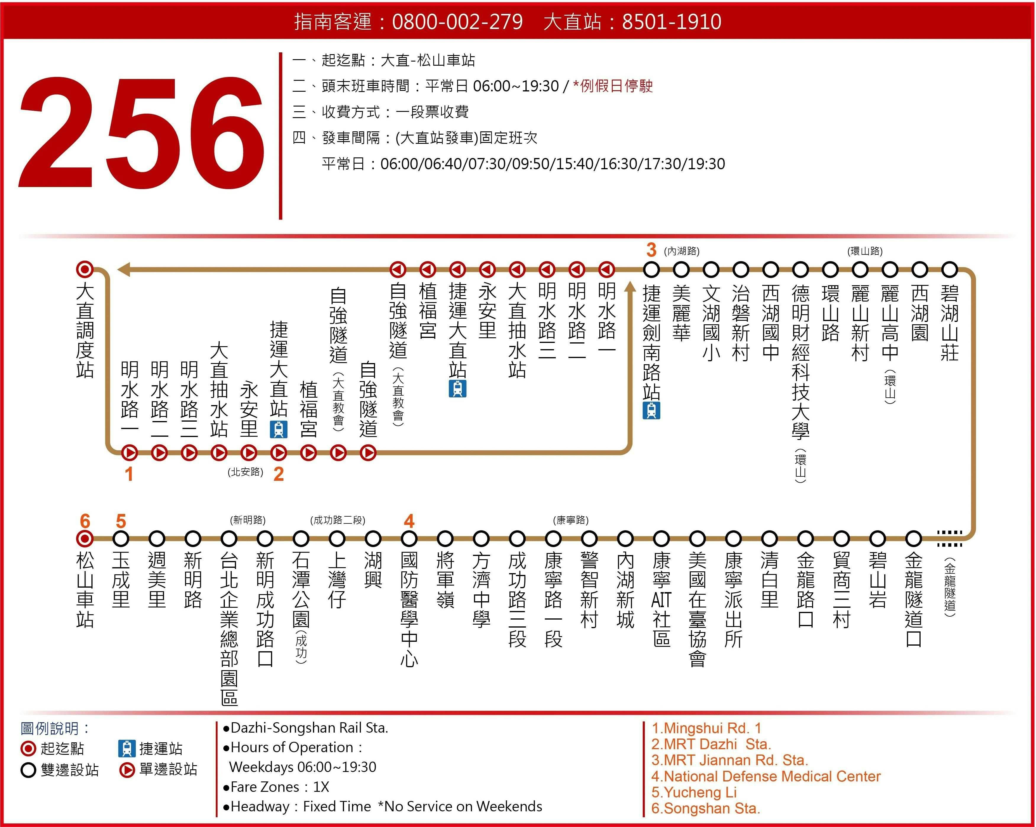 256路線圖-台北市公車