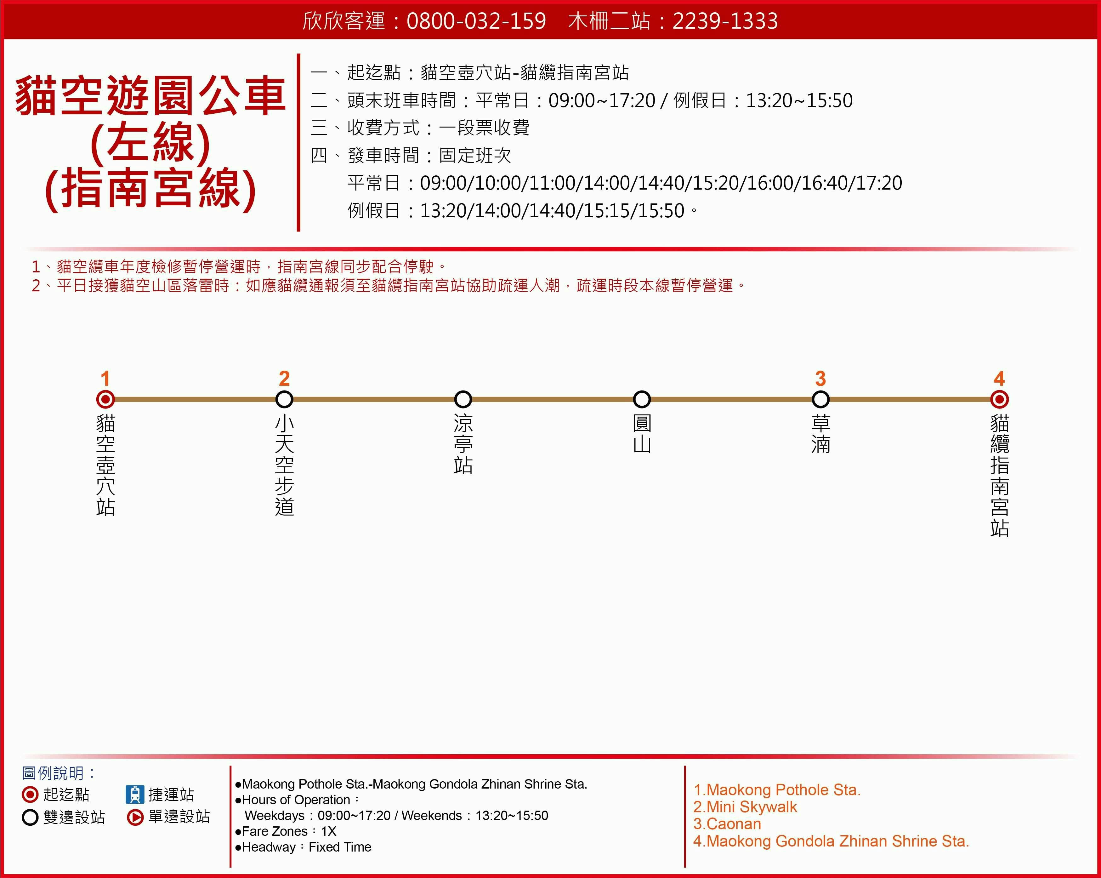 Maokong Left (Zhinan Temple)Route Map-台北市 Bus