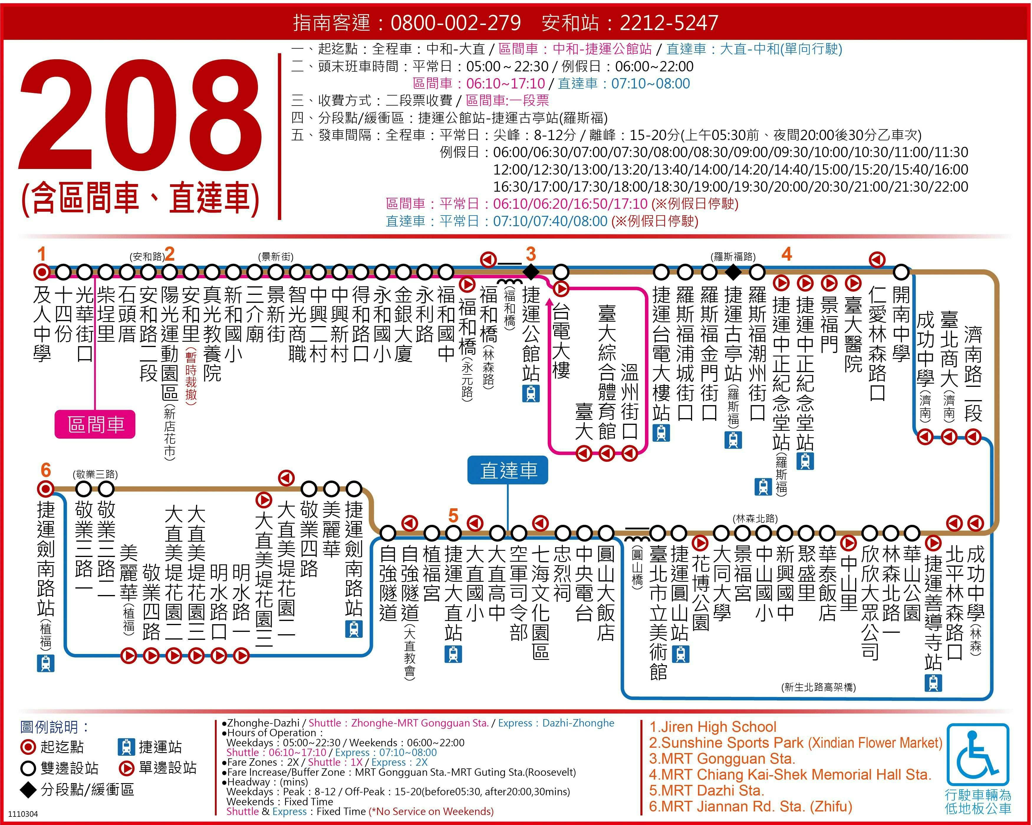 208ExpressRoute Map-台北市 Bus