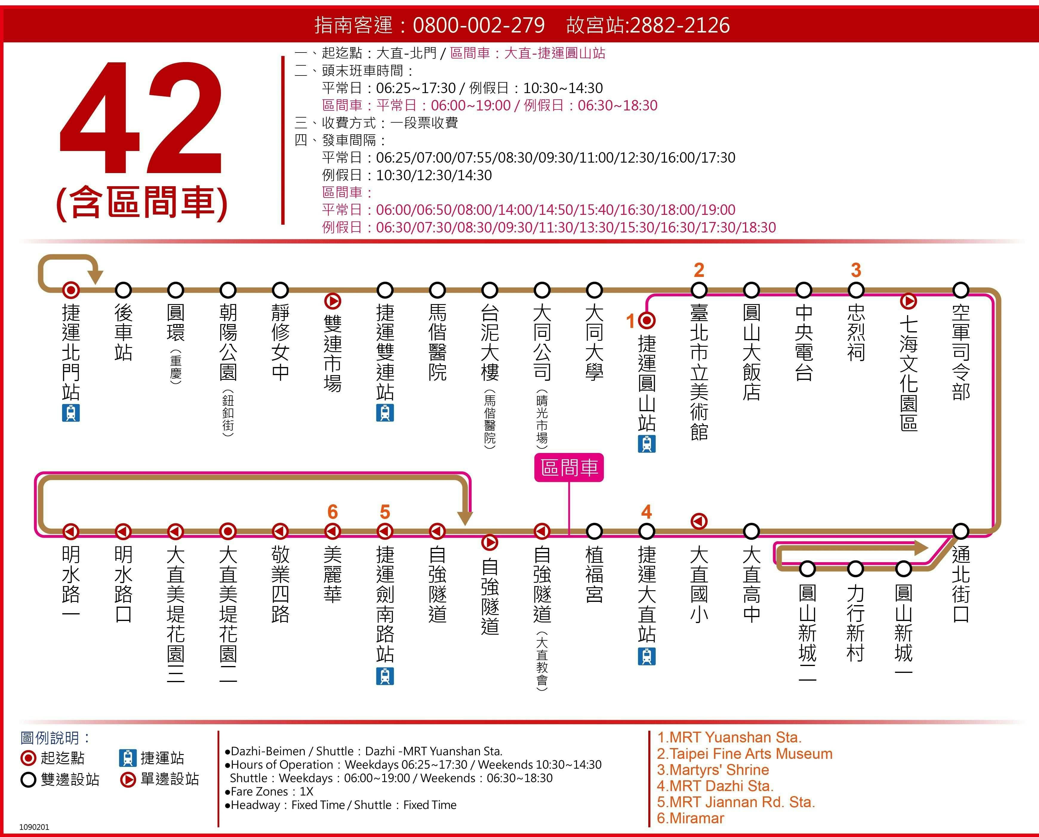 42區路線圖-台北市公車