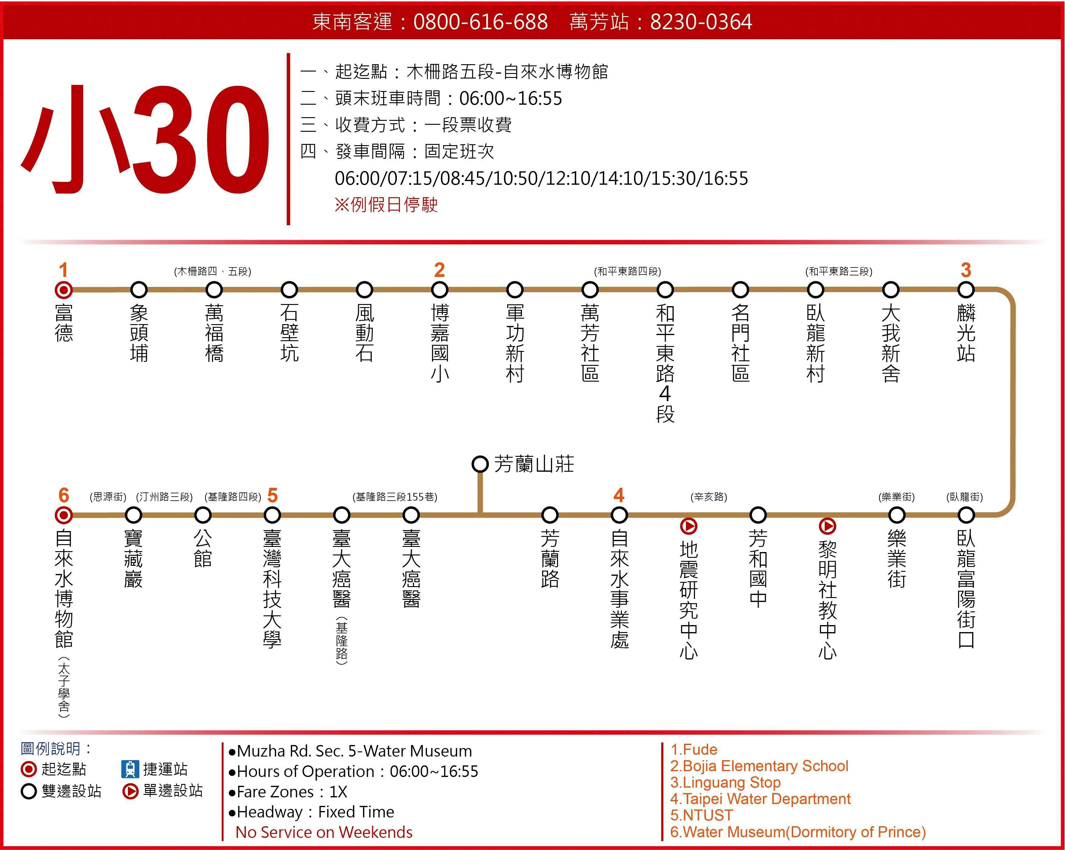 小30路線圖-台北市公車