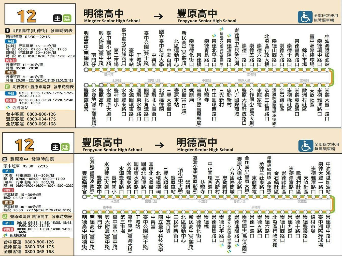 12Route Map-台中 Bus