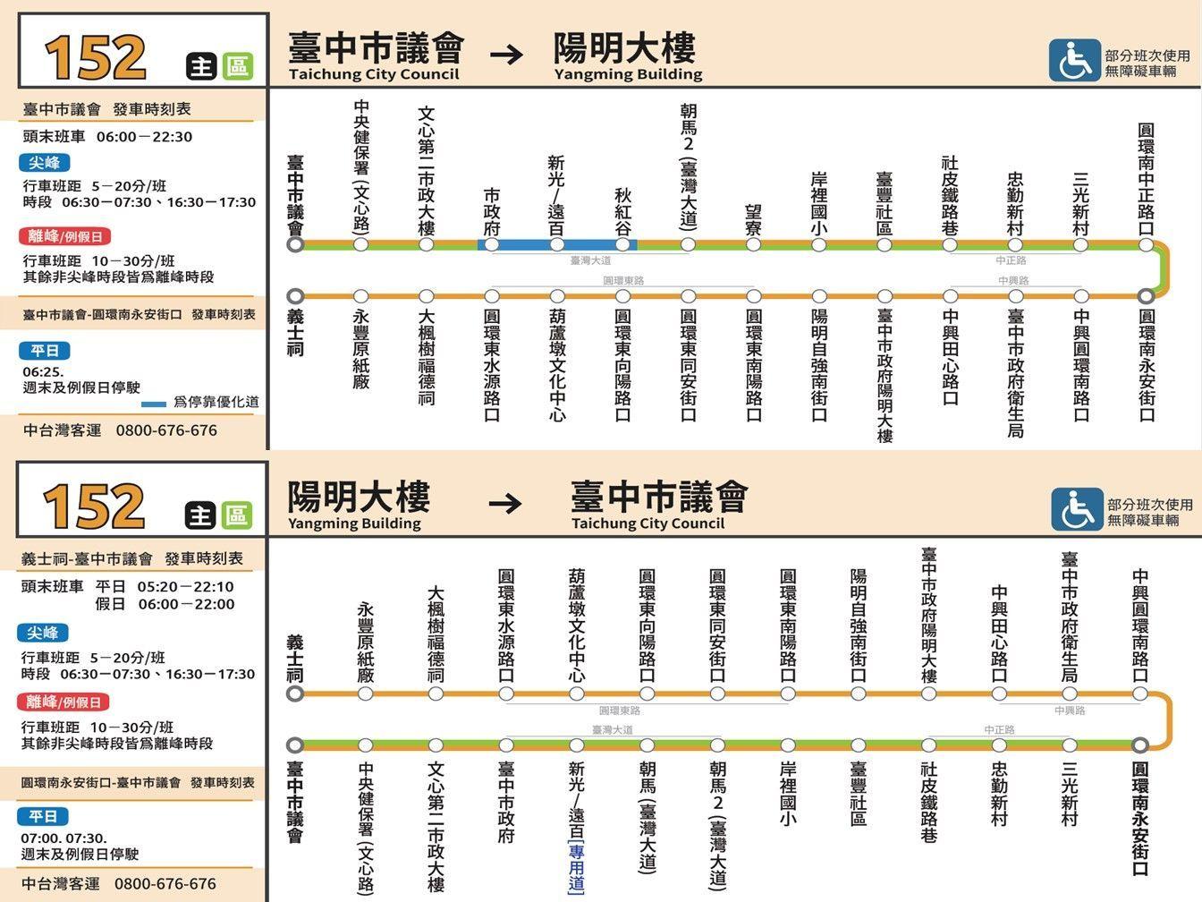 152Route Map-台中 Bus