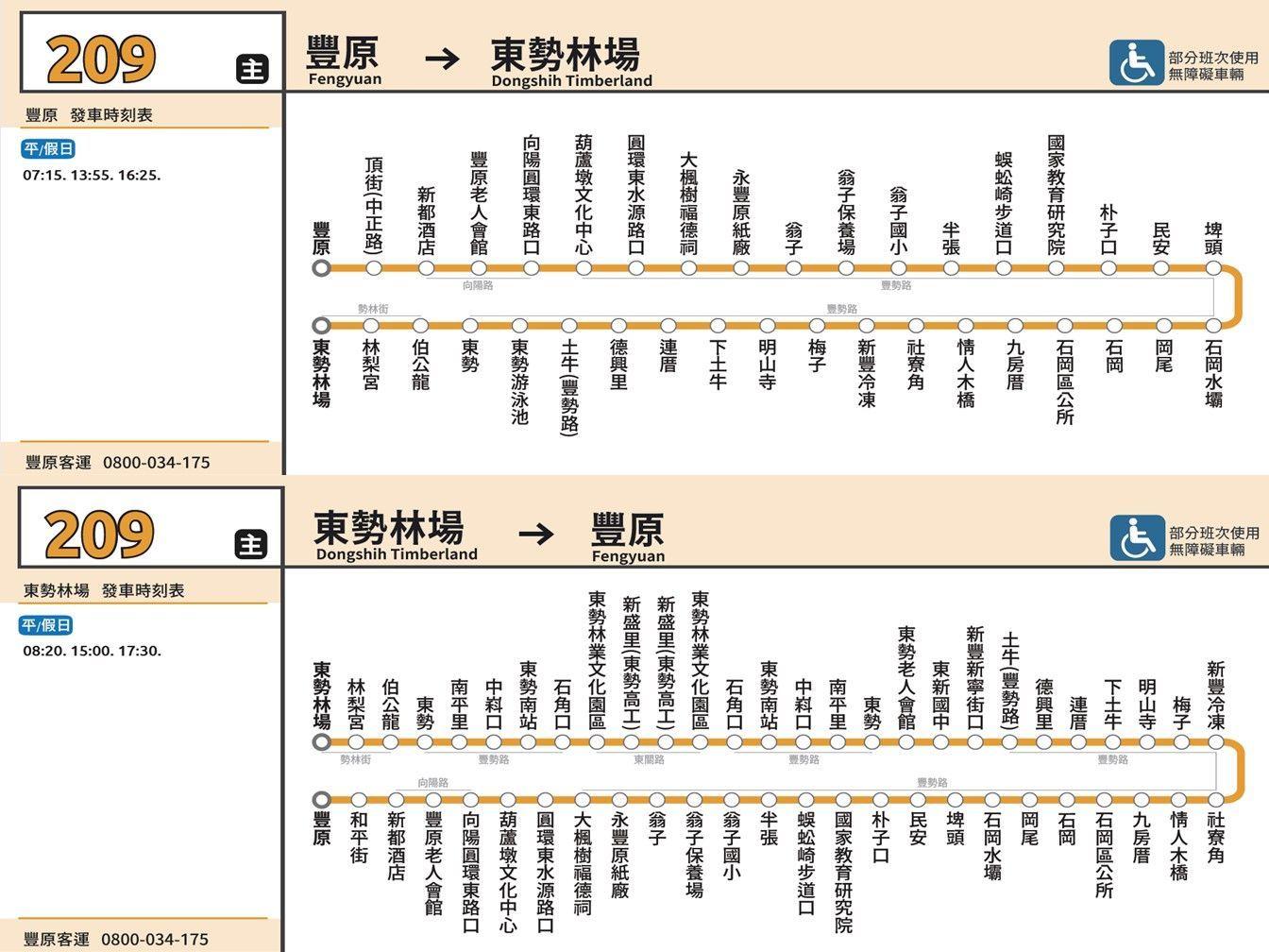 209Route Map-台中 Bus