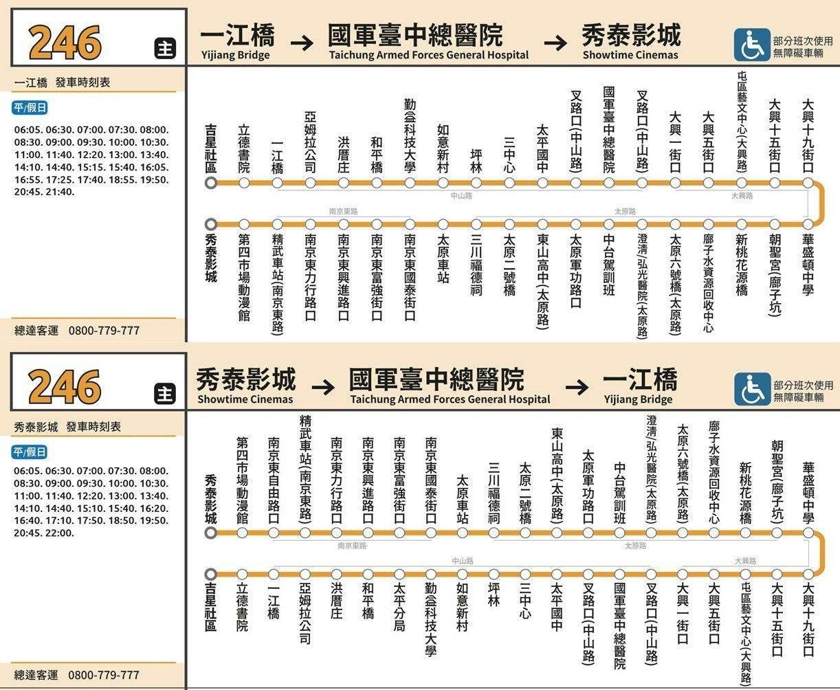 246Route Map-台中 Bus