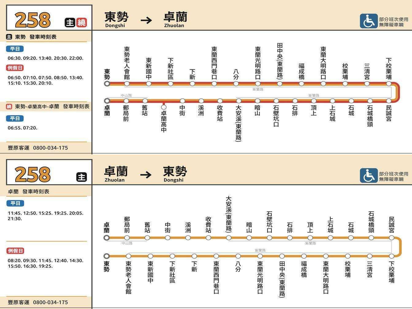 258Route Map-台中 Bus
