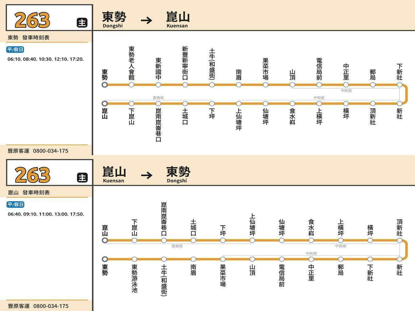 263Route Map-台中 Bus