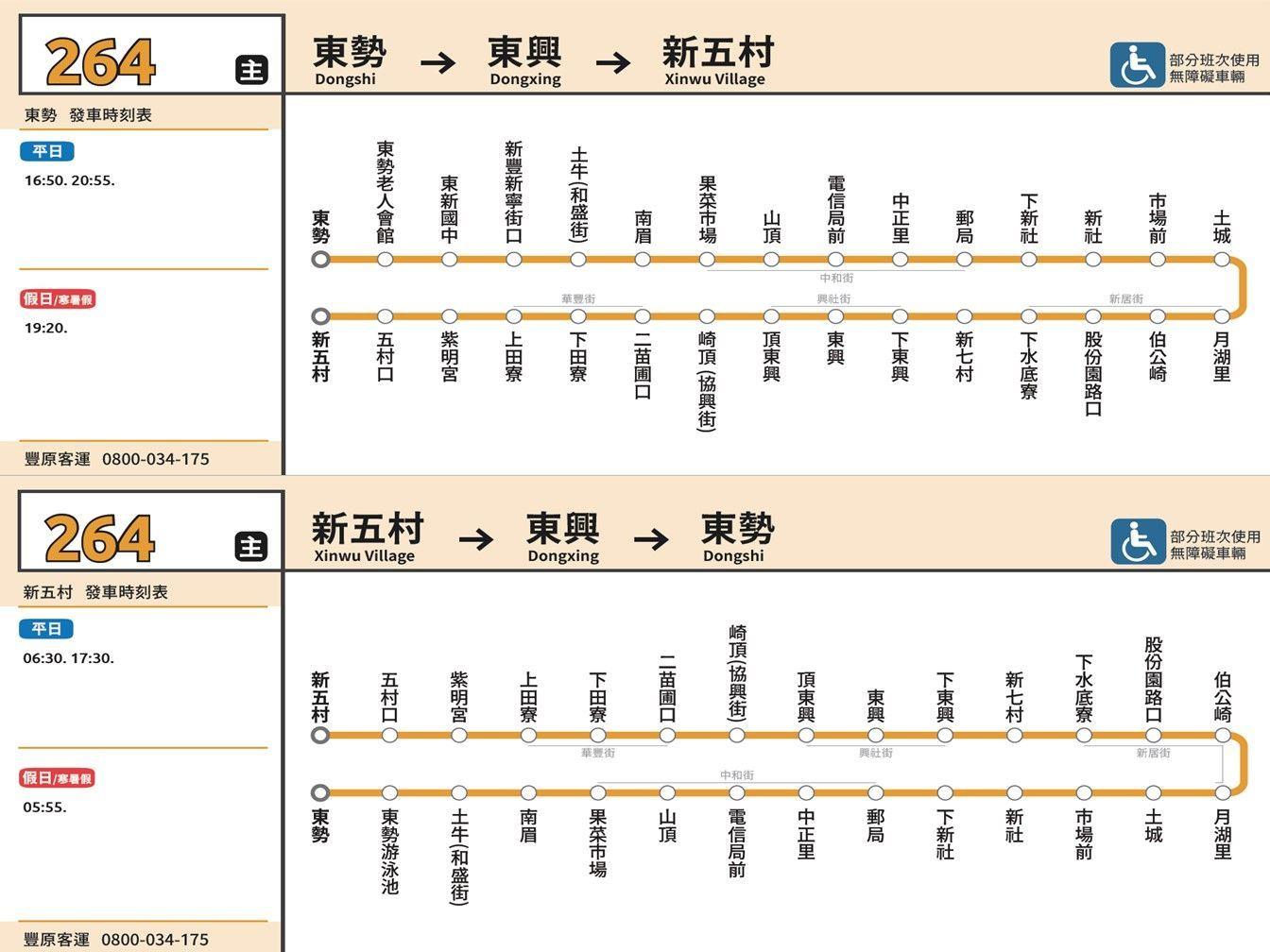 264Route Map-台中 Bus