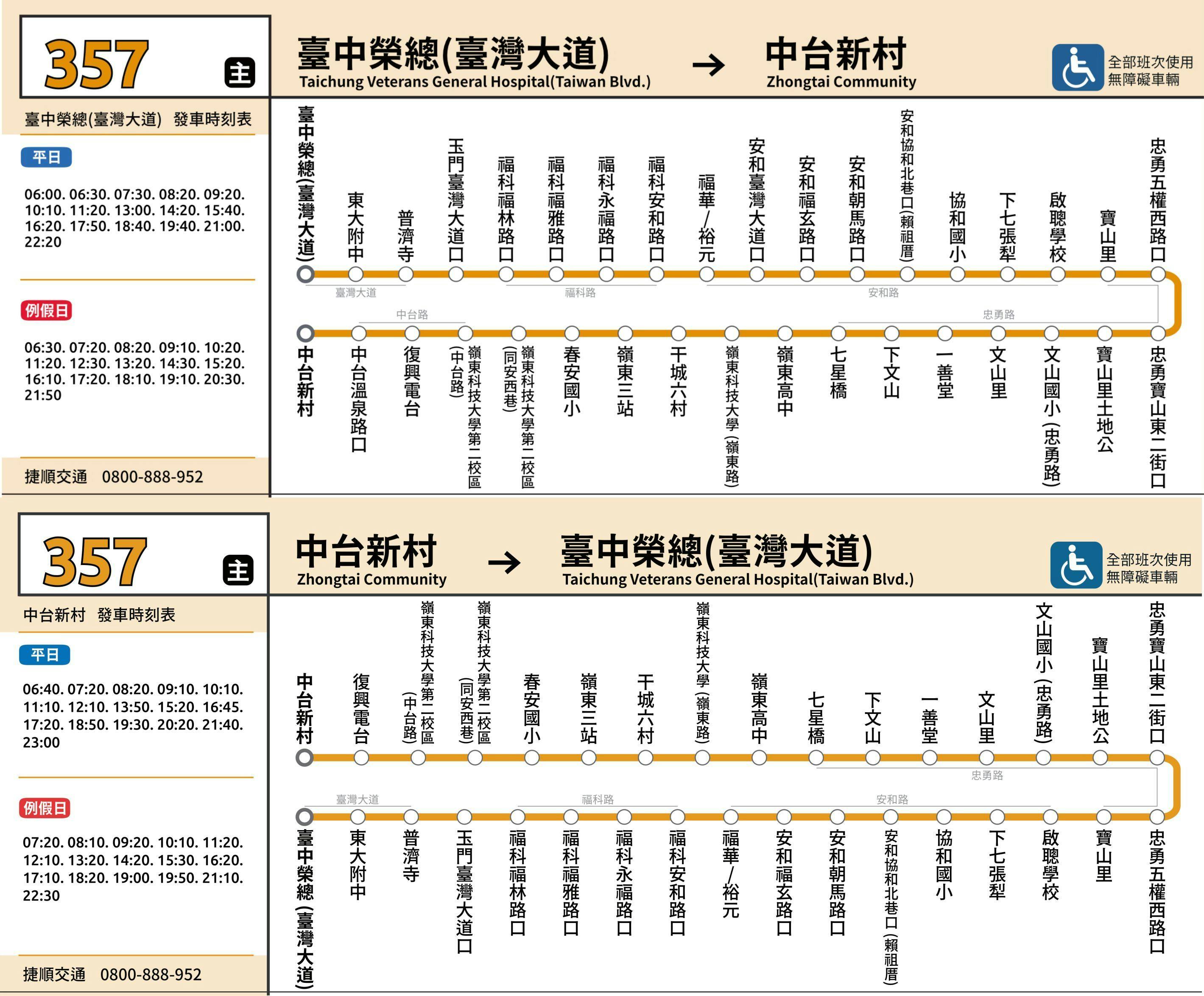 357Route Map-台中 Bus