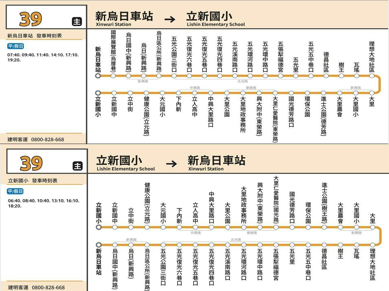 39Route Map-台中 Bus