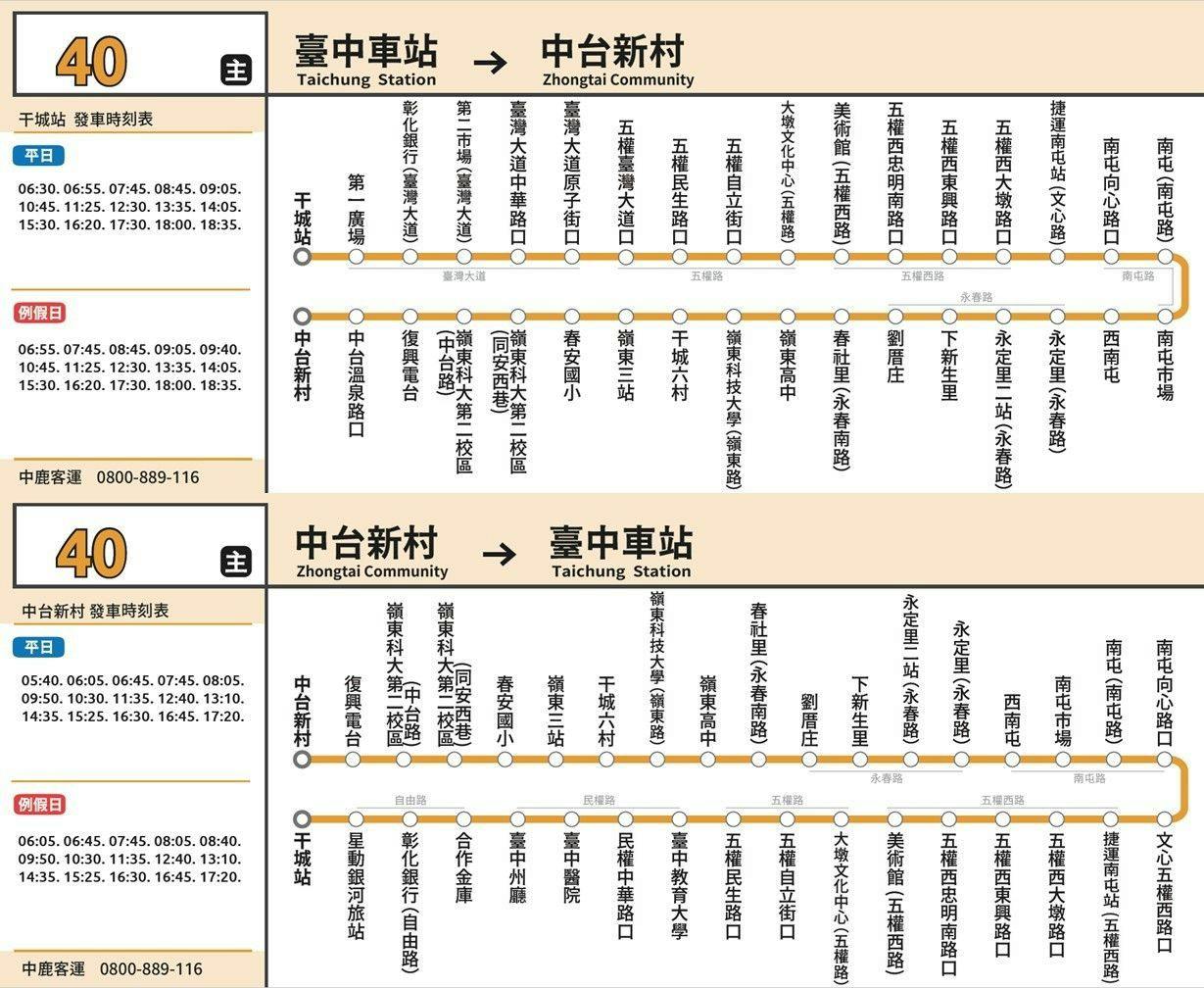 40Route Map-台中 Bus