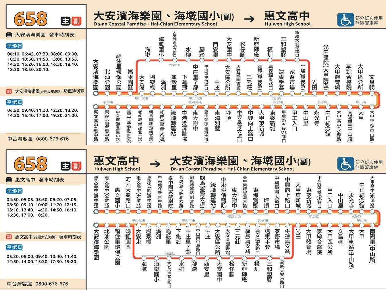 658Route Map-台中 Bus