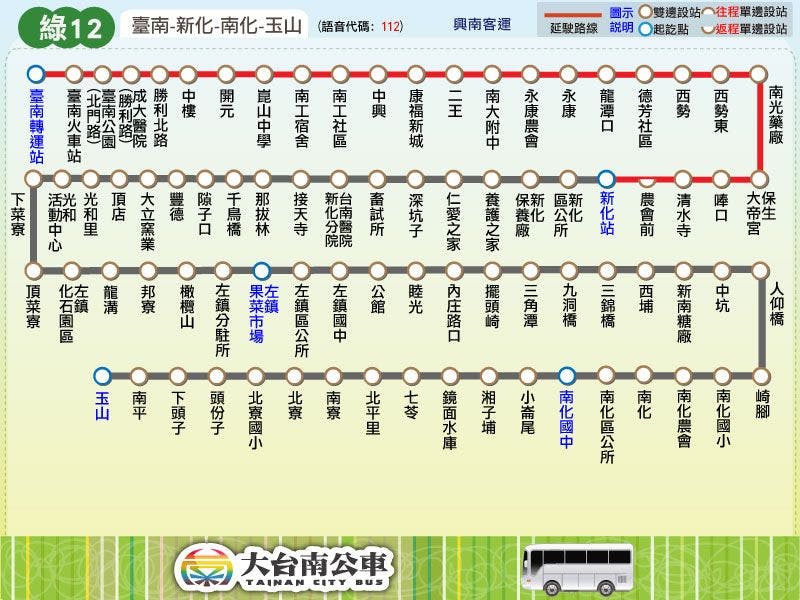 綠12路線圖-台南公車