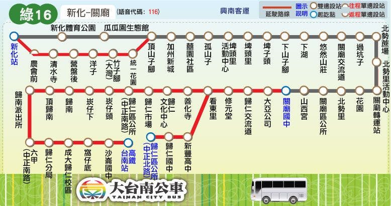 綠16路線圖-台南公車