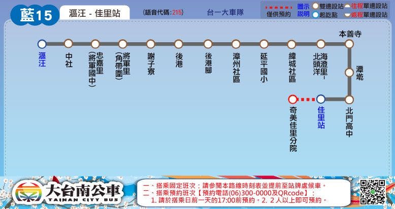 藍15路線圖-台南公車