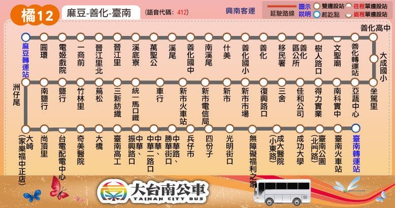 橘12路線圖-台南公車
